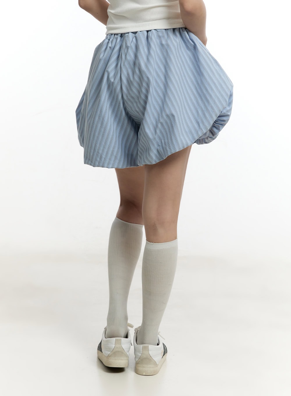 Striped Cotton Balloon-Fit Shorts CY505