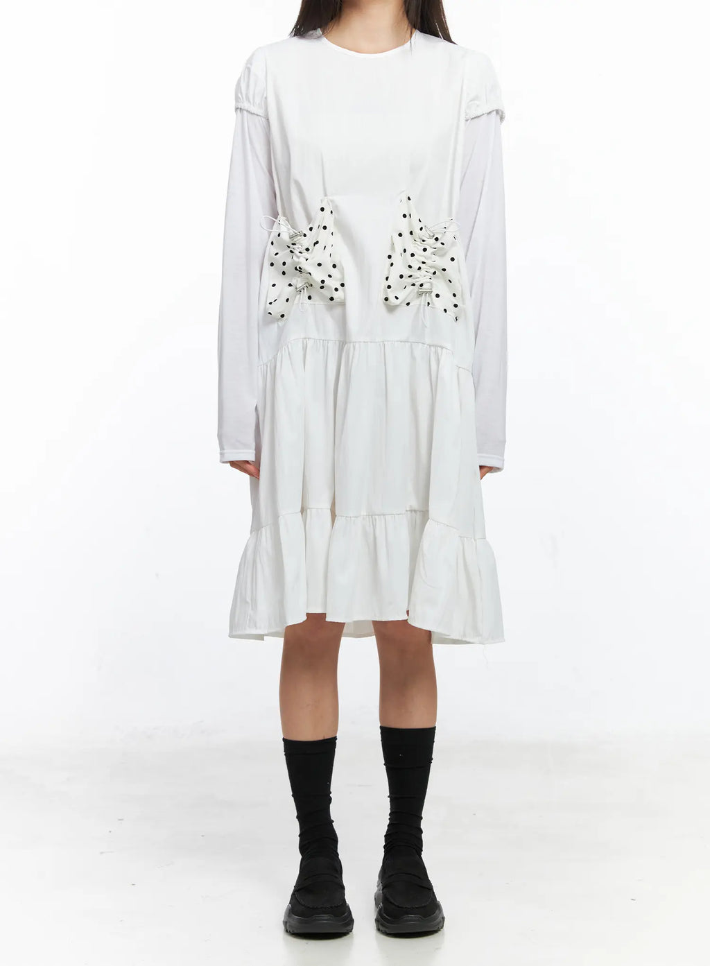 Layered Polka Dot Long Sleeve Dress CS524