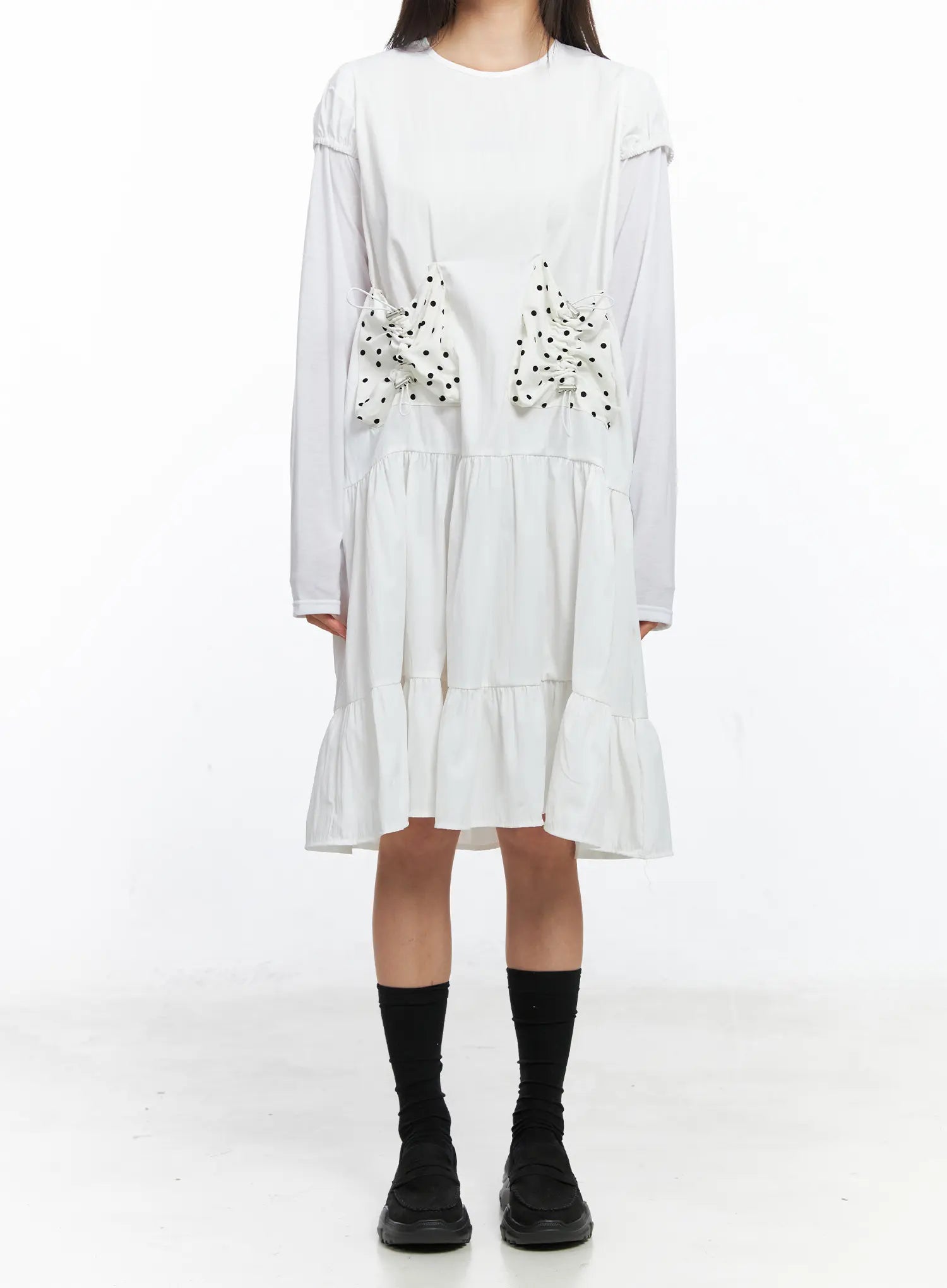 Layered Polka Dot Long Sleeve Dress CS524