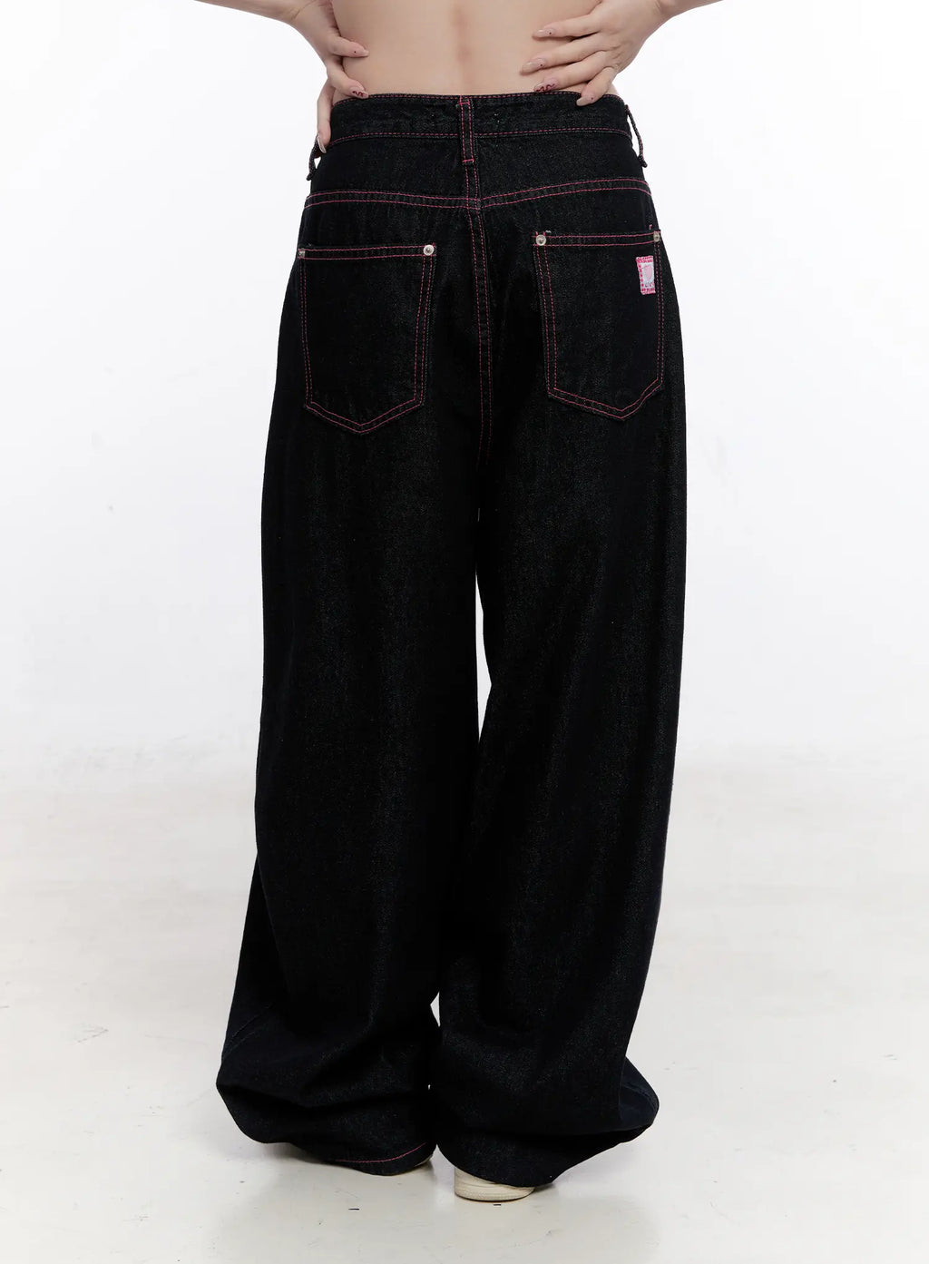 Reign Pink Stitch Denim Baggy Jeans CO501