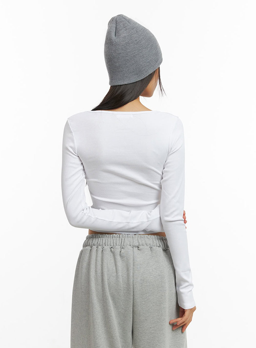 Square Neck SlimFit Long Sleeve Shirt IO409