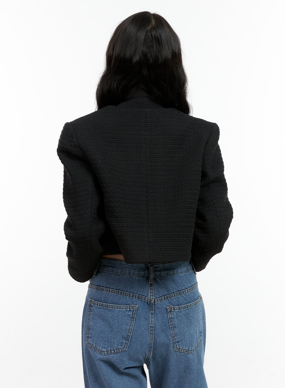Tweed Buttoned Crop Jacket ON404