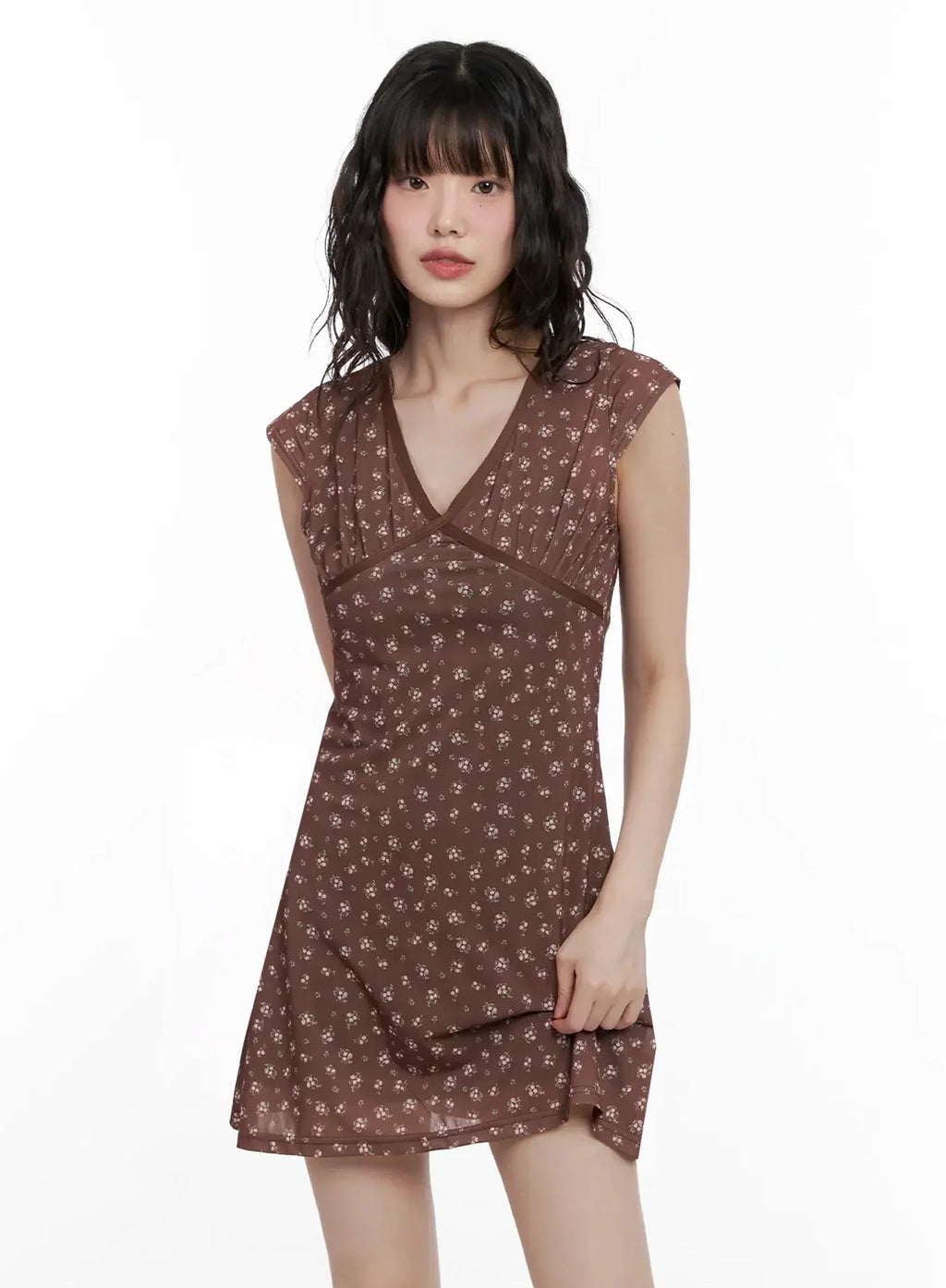 V-Neck Floral Print A-Line Dress IL531