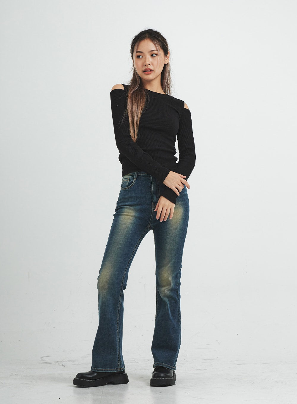 Livia Open Shoulder Long Sleeve Top CS15