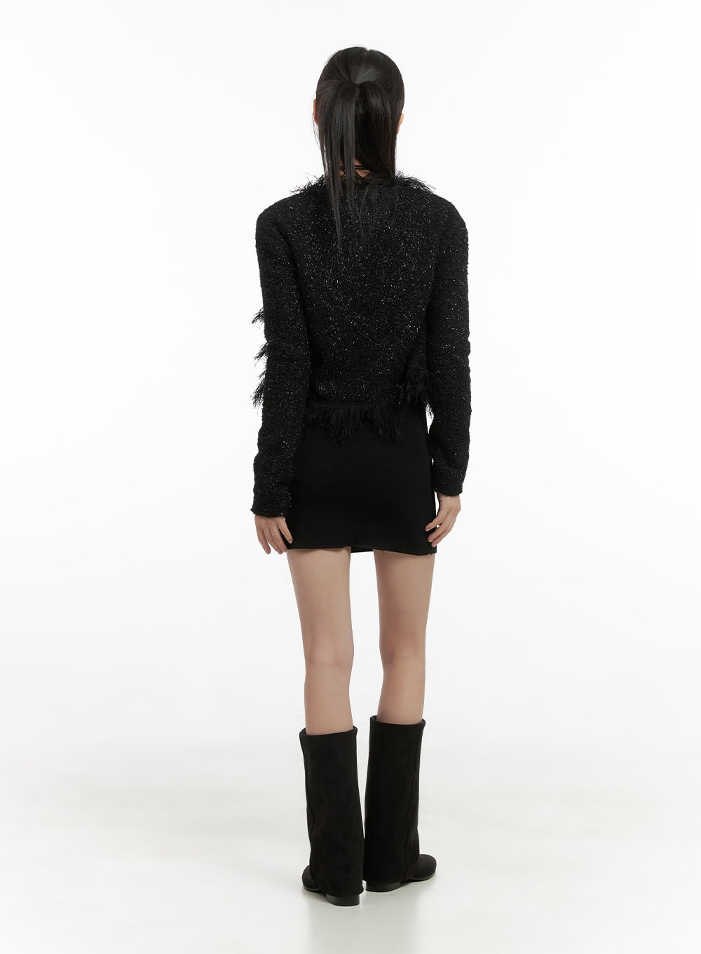 Tassel Accent Cropped Cardigan CS412