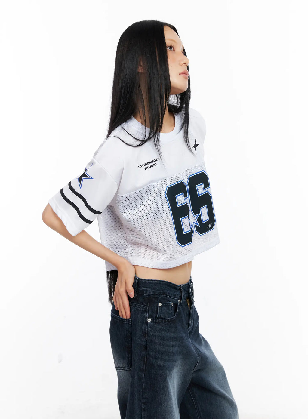 Graphic Mesh Cropped Jersey CL530