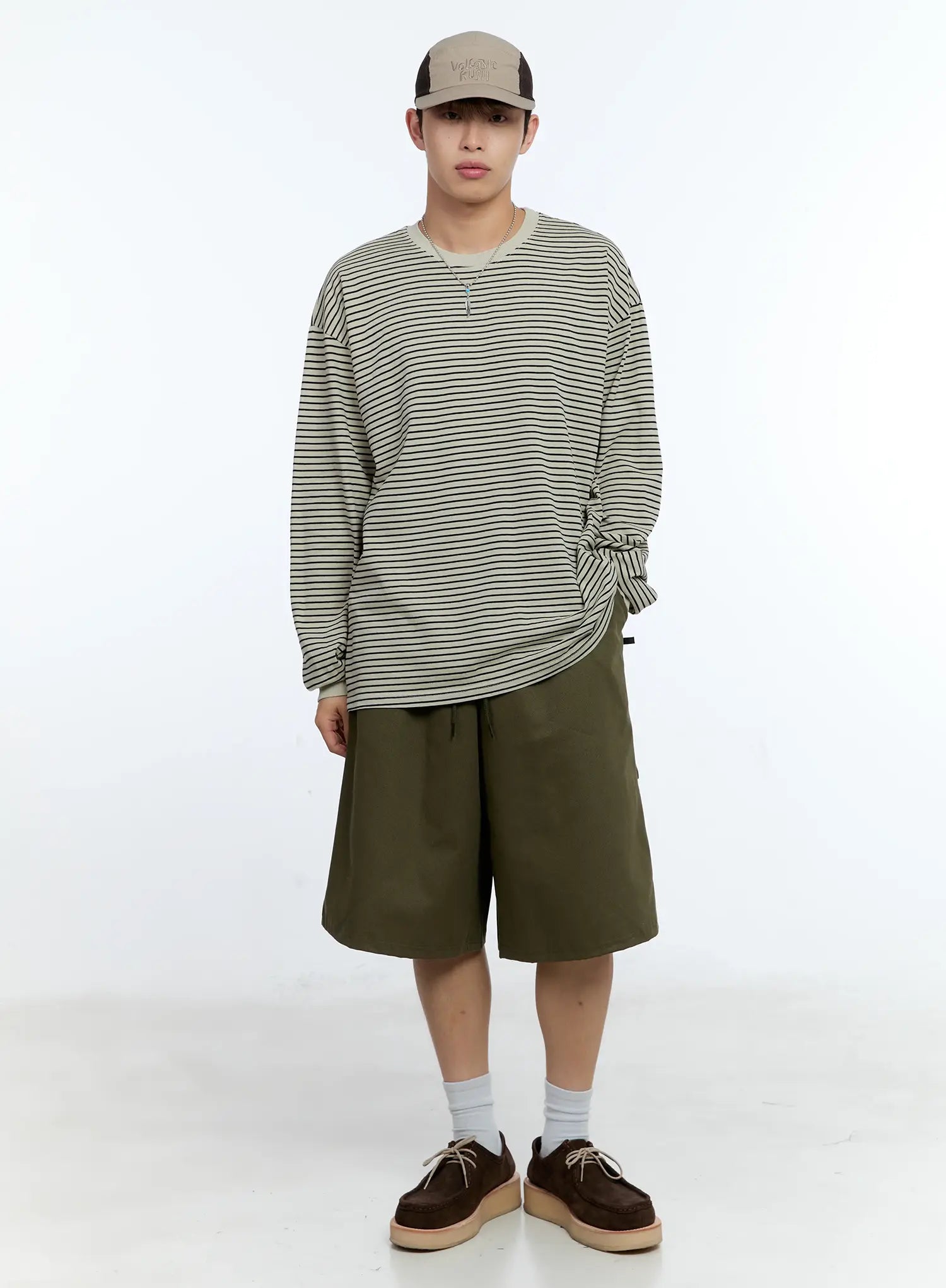 Men's Striped Crewneck Long Sleeve T-Shirt IG519