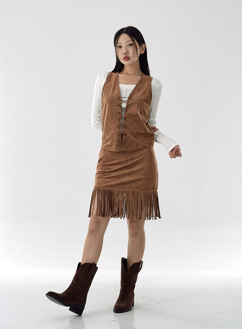 Square Neck Crop Long Sleeve Shirt CG16