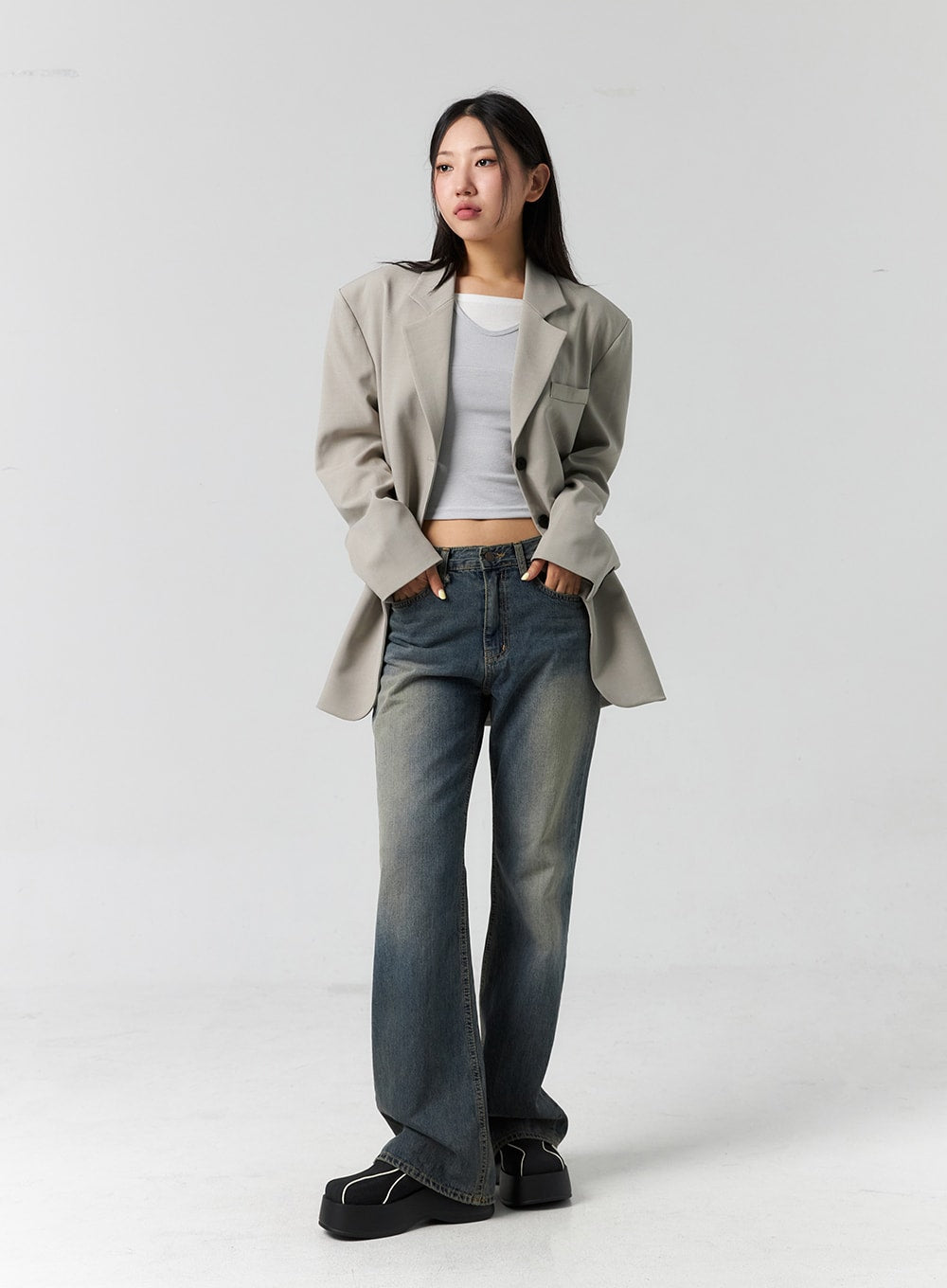 Vintage Wash Bootcut Jeans CS305