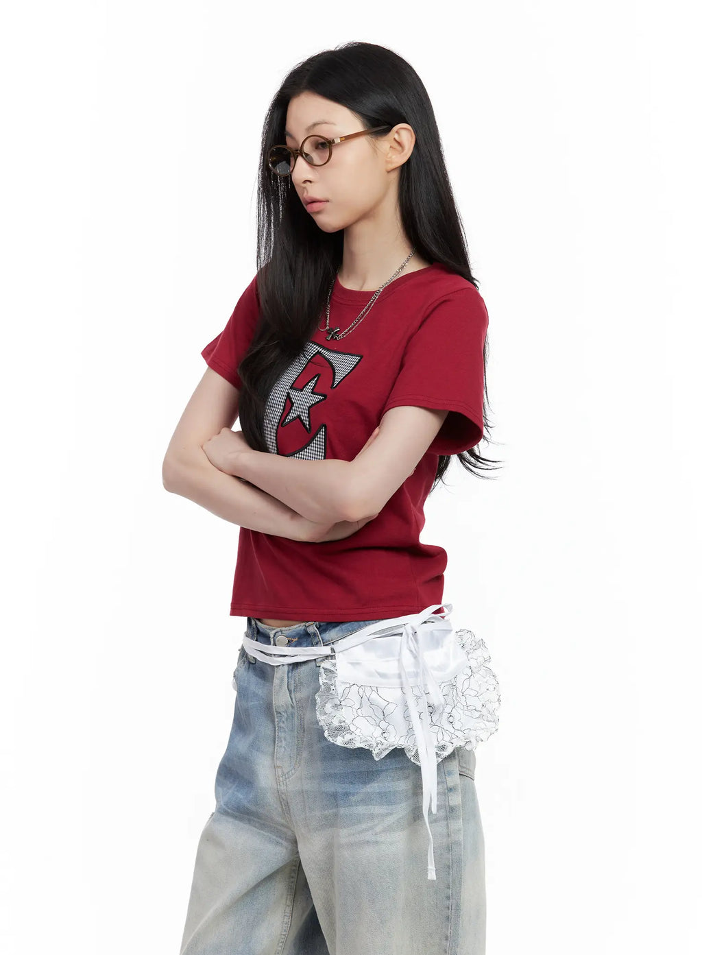 Lace-Trim 2-Way Crossbody Bag CL501