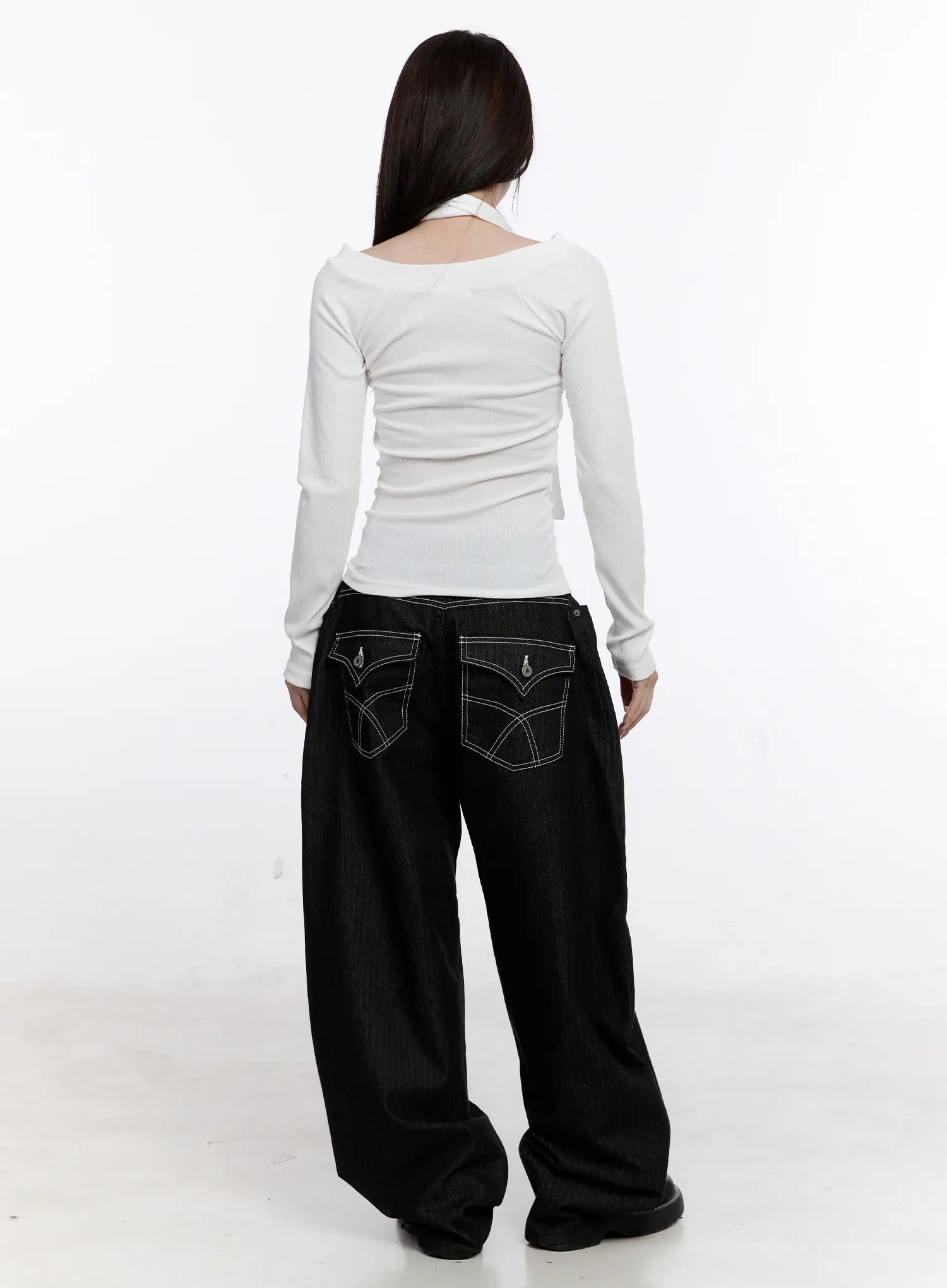 Vada Stitched Wide Leg Jeans CS530