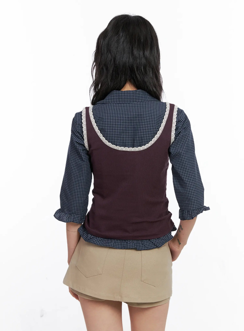 Lace V-Neck Ribbed Tank Top CO507