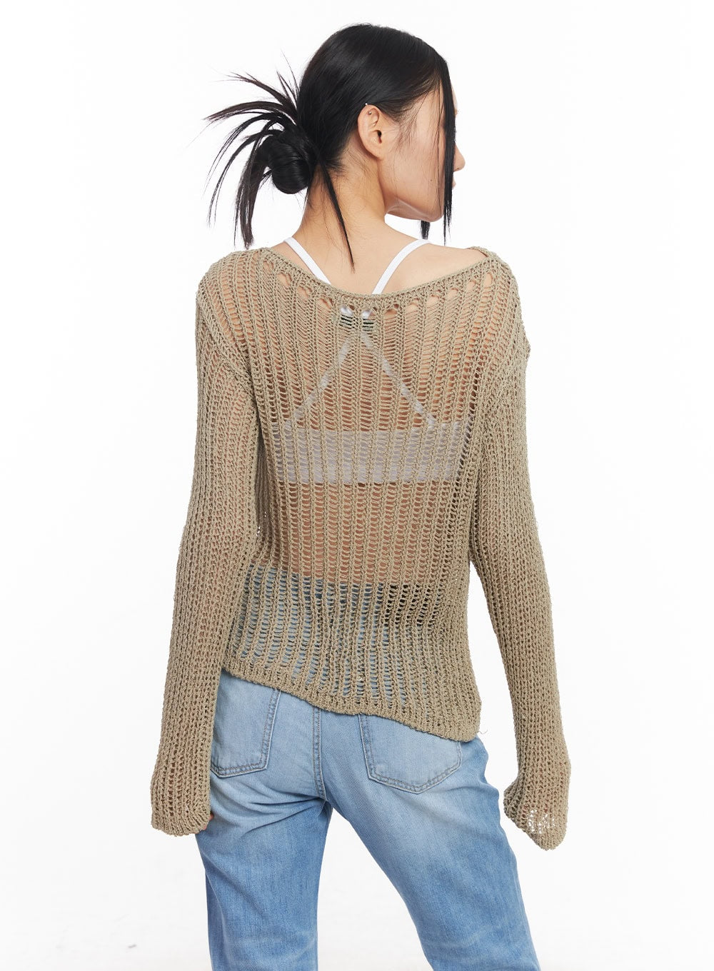 Slit Mesh Knit Sweater Top CY528