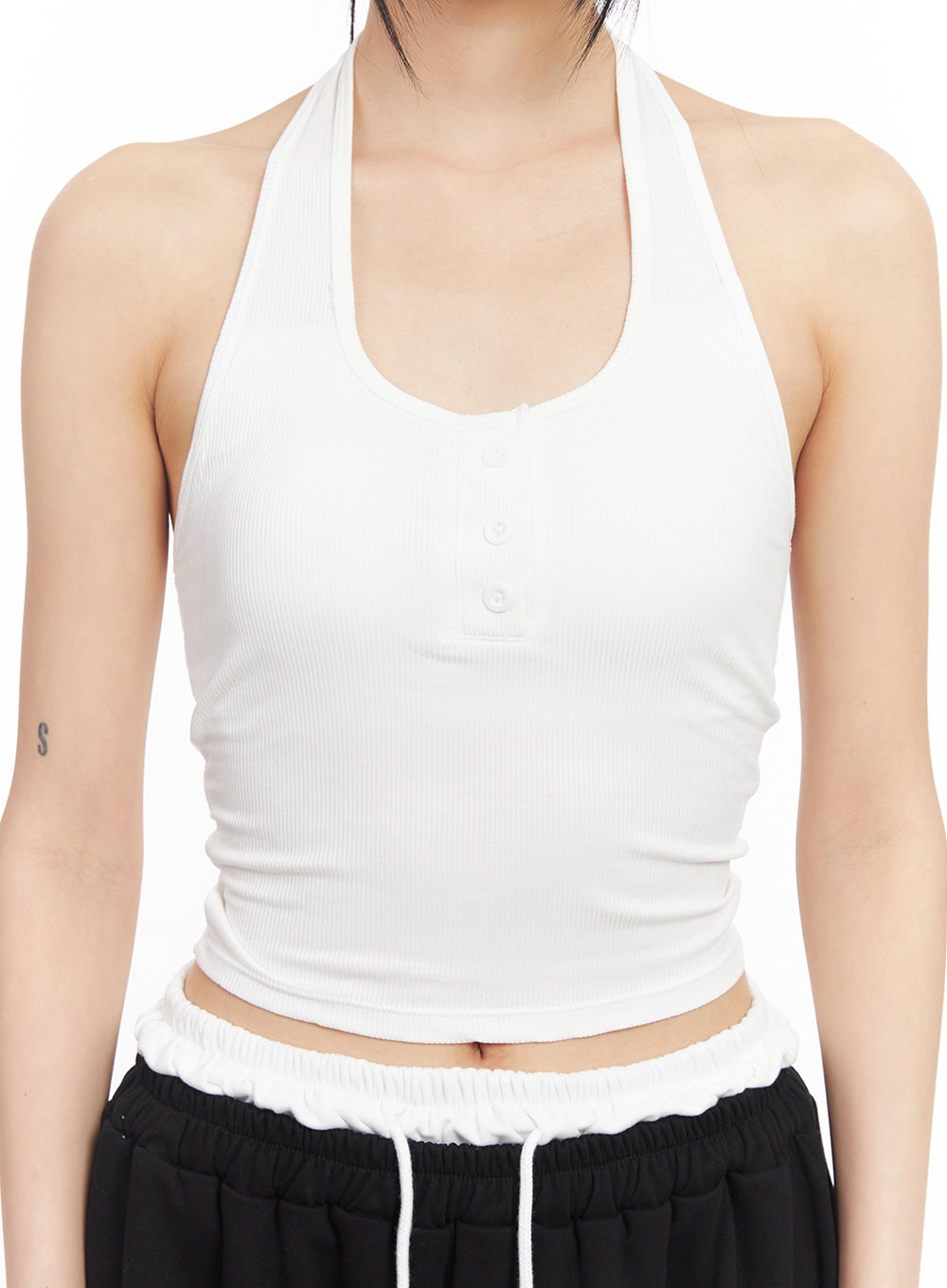 Halter Buttoned Crop Tank Top CY52