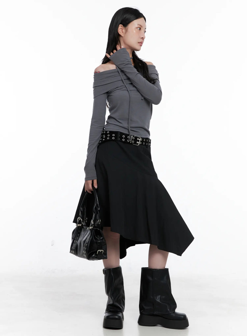 Off-Shoulder Top & Thin Scarf  Set CS526