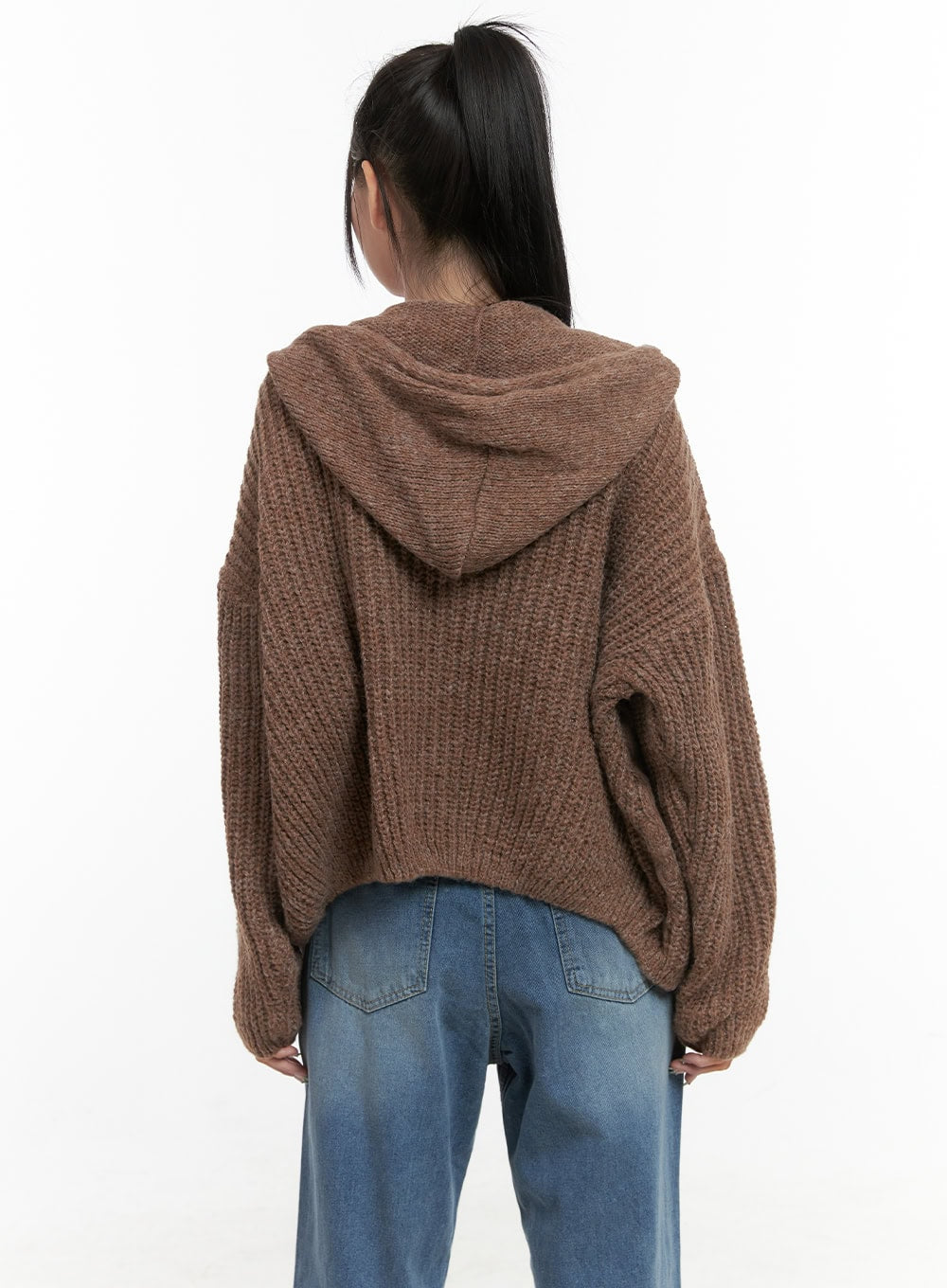 Oversized Cable Knit Hooded Sweater OS410