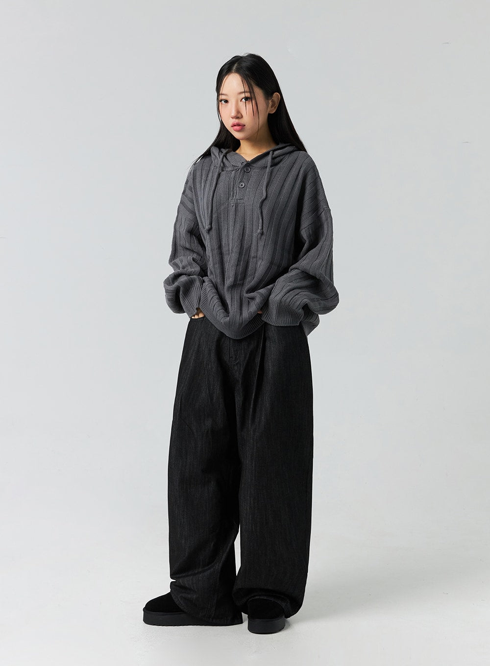 Buttoned Hooded Sweater CO323