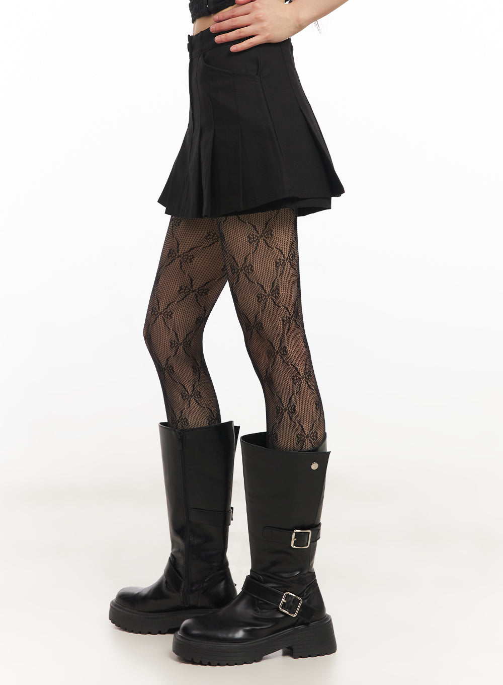 Pleated Button Mini Skirt IY502