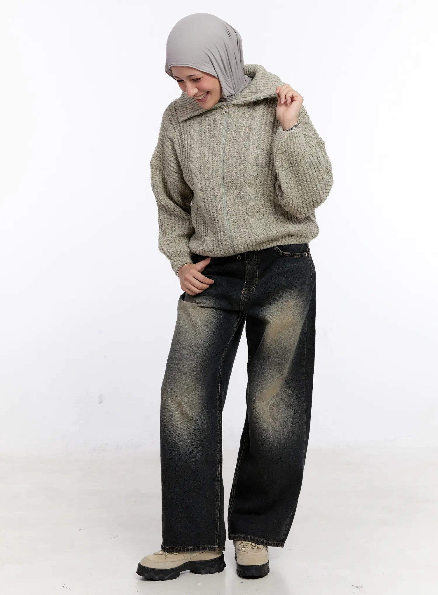 Gustav Double Waist Washed Baggy Jeans CS524