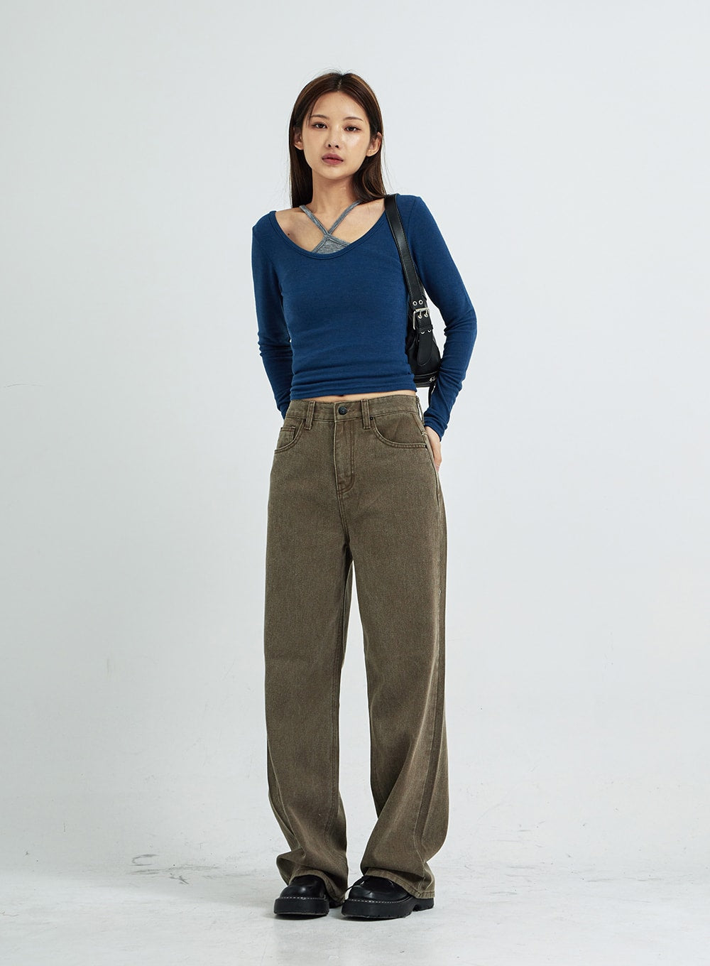 Caroline Long Sleeve Strip Top Set CS07