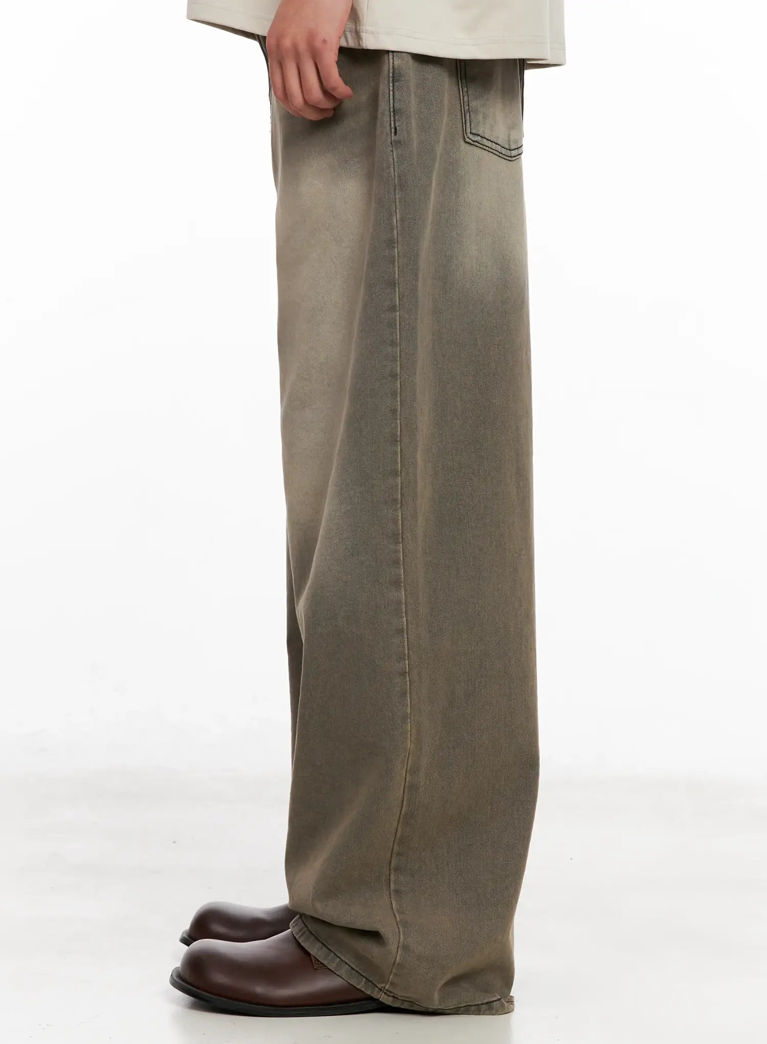 Men's Washed Wide-Leg Denim Jeans IL521