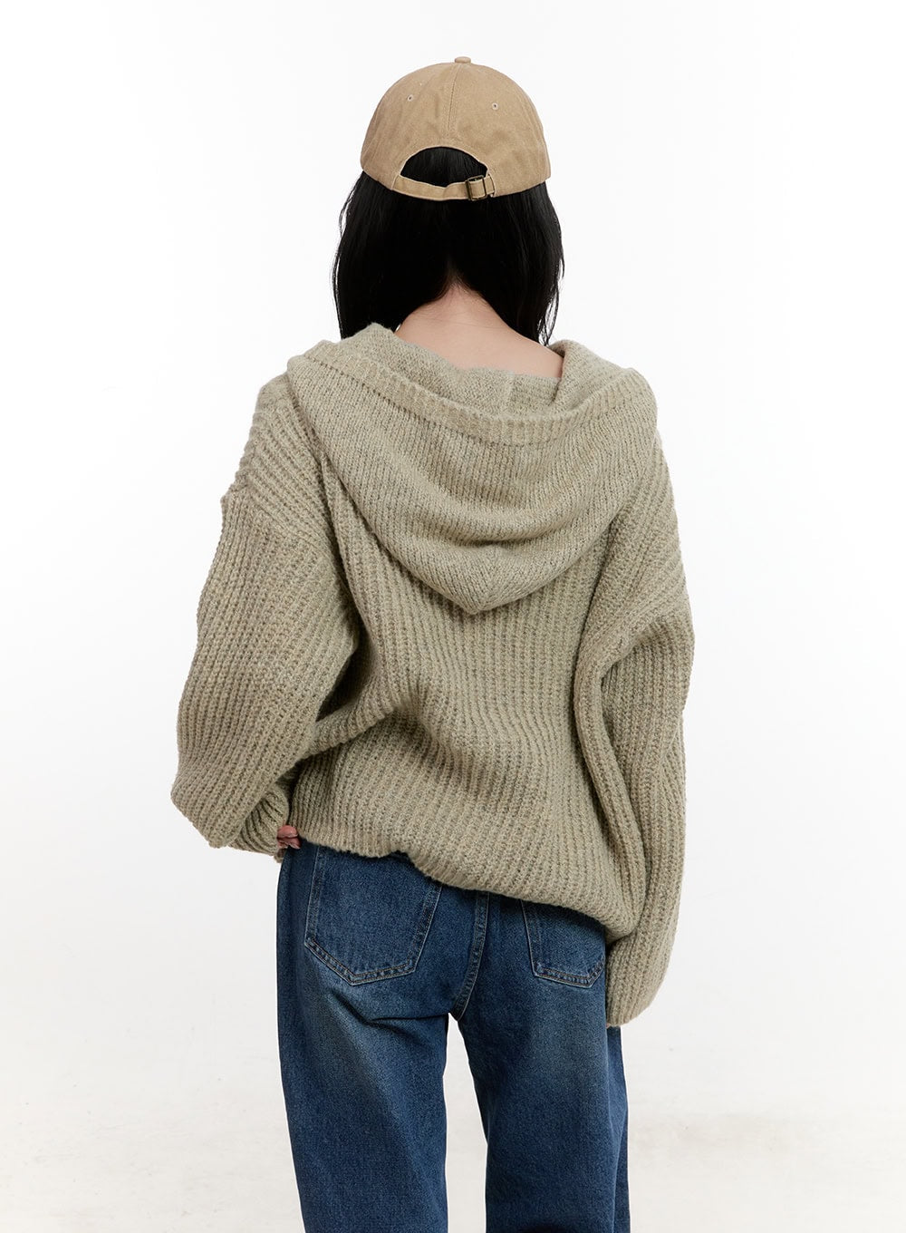 Oversized Cable Knit Hooded Cardigan CF527