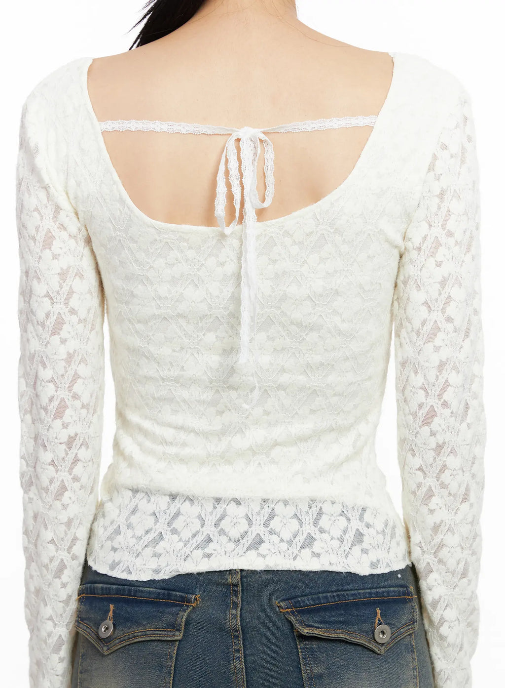 Ribbon V-neck Long Sleeve Top CC1109