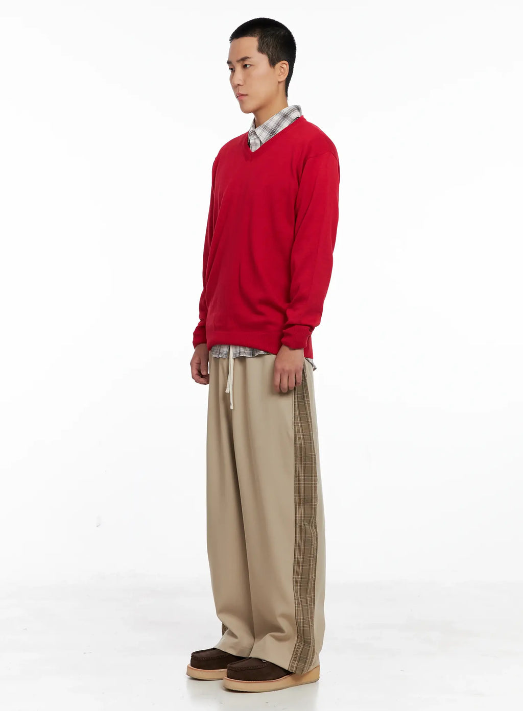 Men's Side Plaid Drawstring Pants IG529