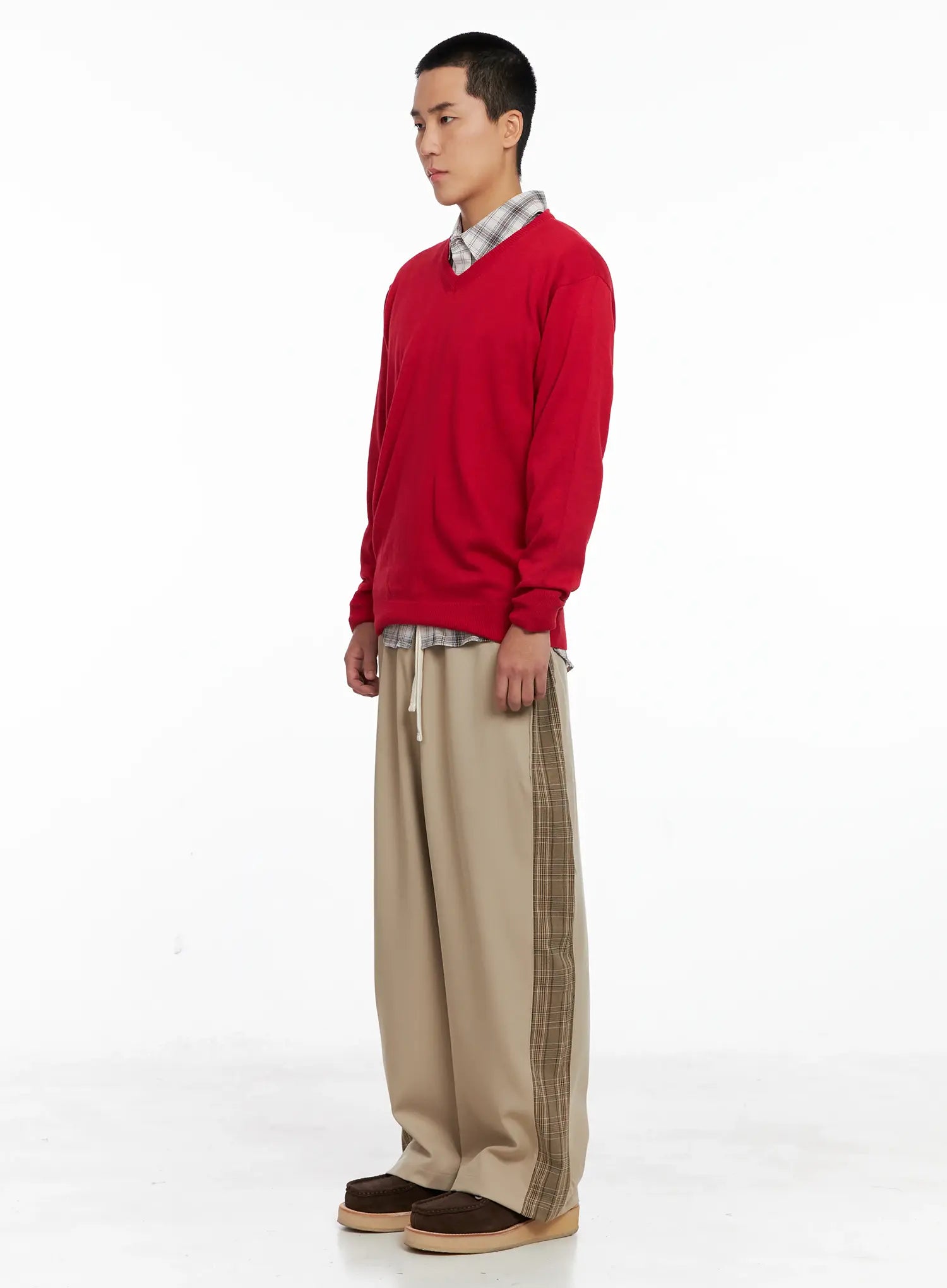 Men's Side Plaid Drawstring Pants IG529