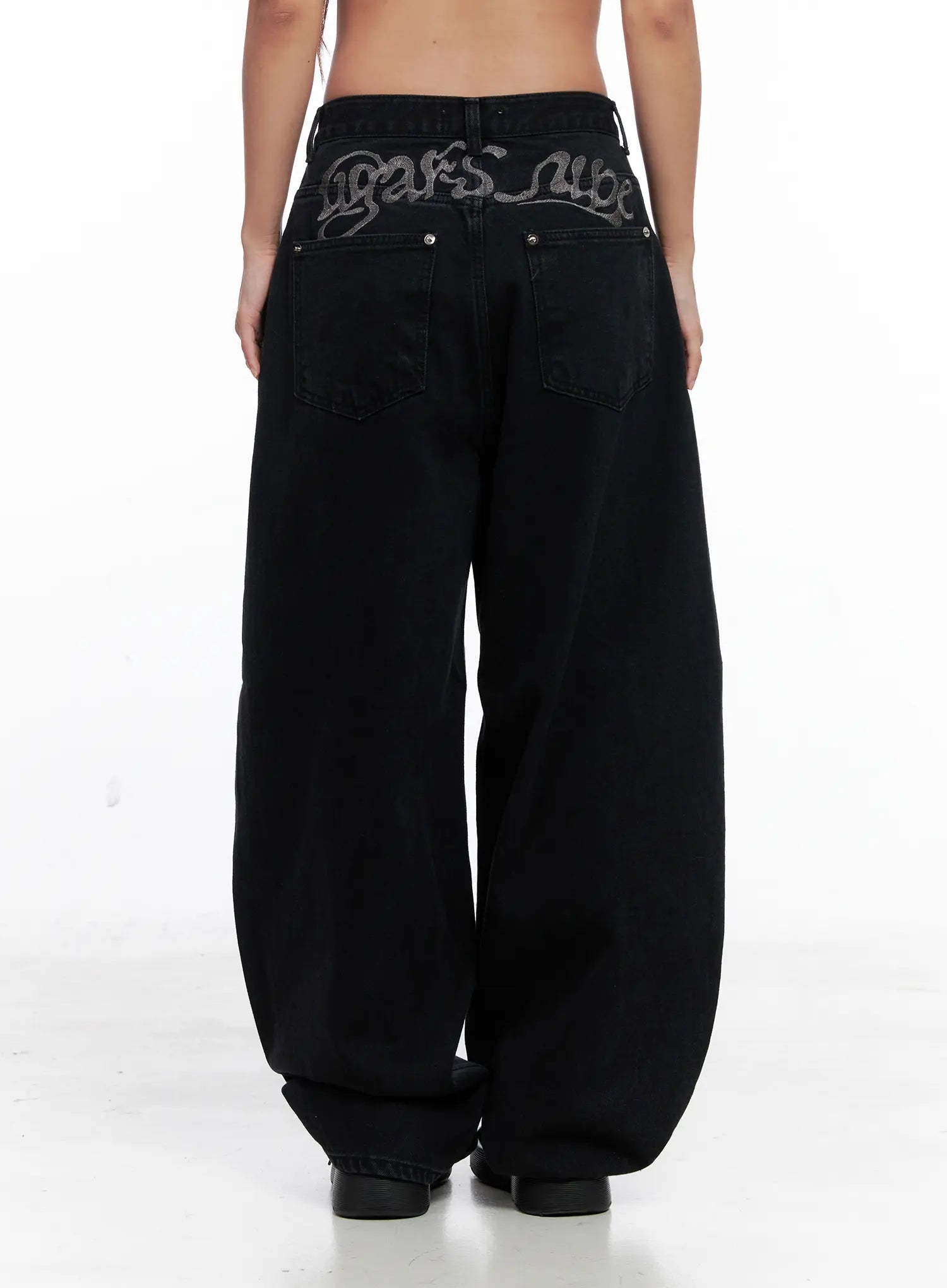 Melany Lettering Wide Leg Lettering Jeans CS524