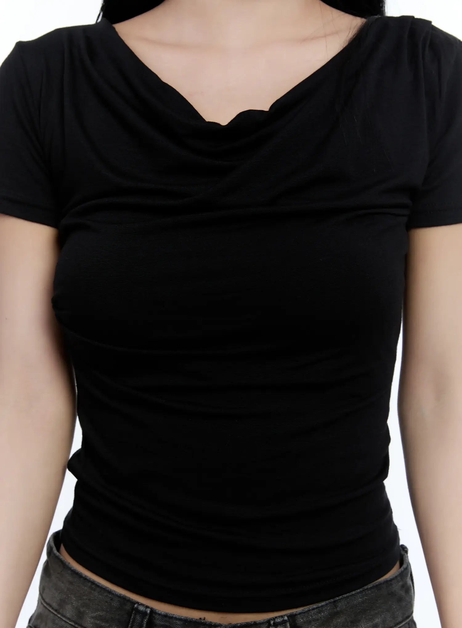 Shirred Draped Short-Sleeve Top CL530