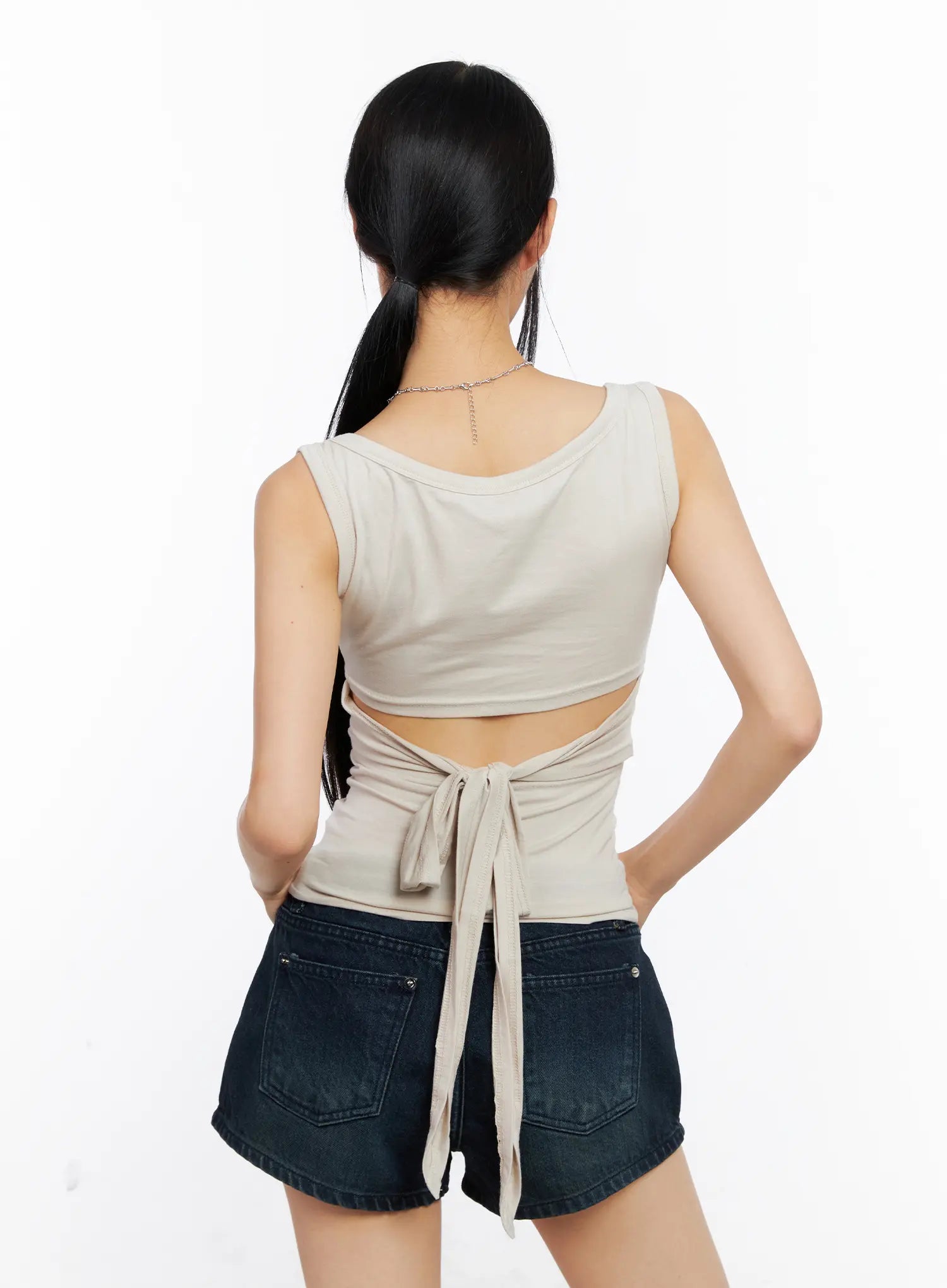 Back Tie Ribbon Tank Top CL530