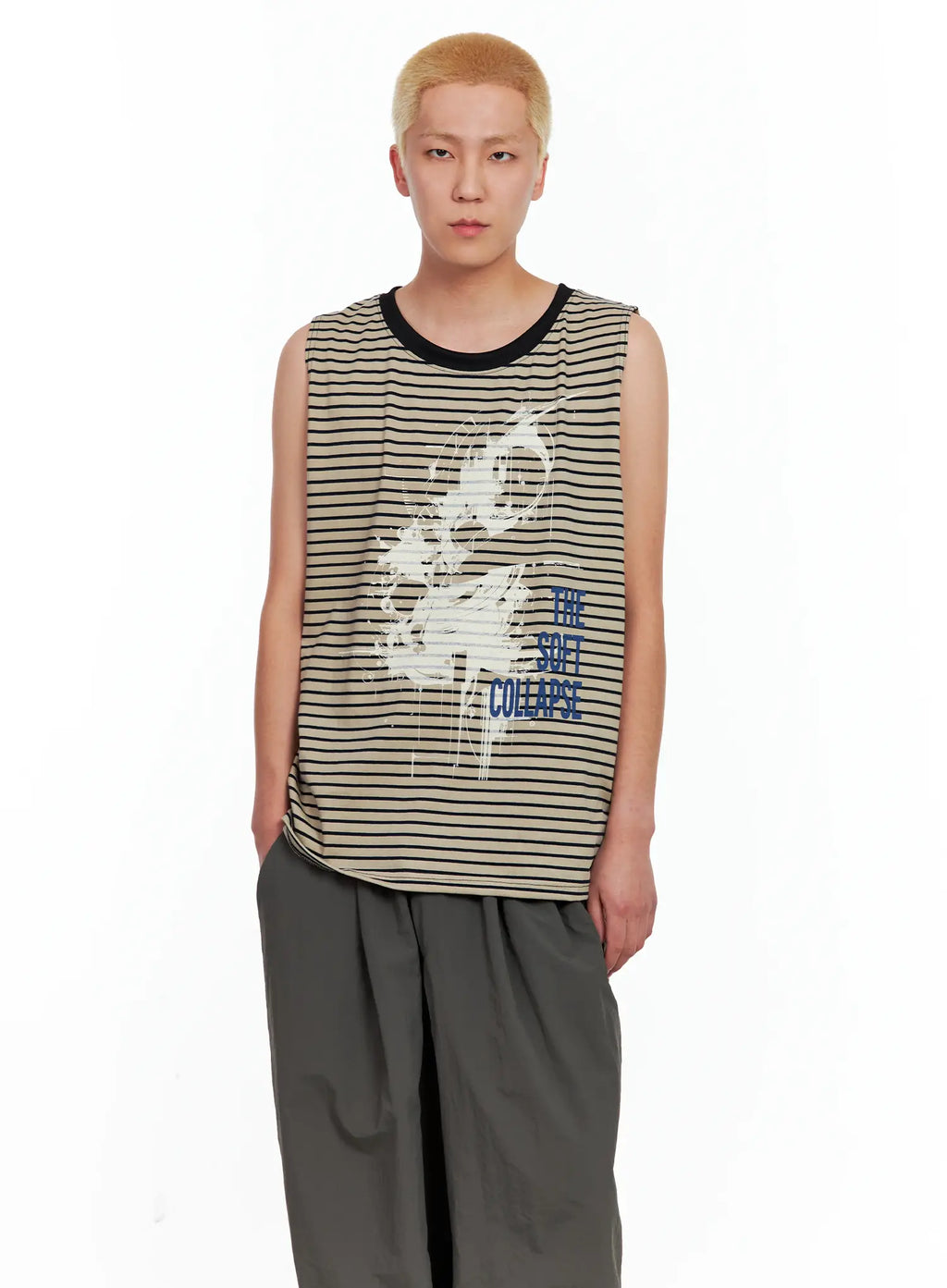 Men's Striped Sleeveless Tee IL511