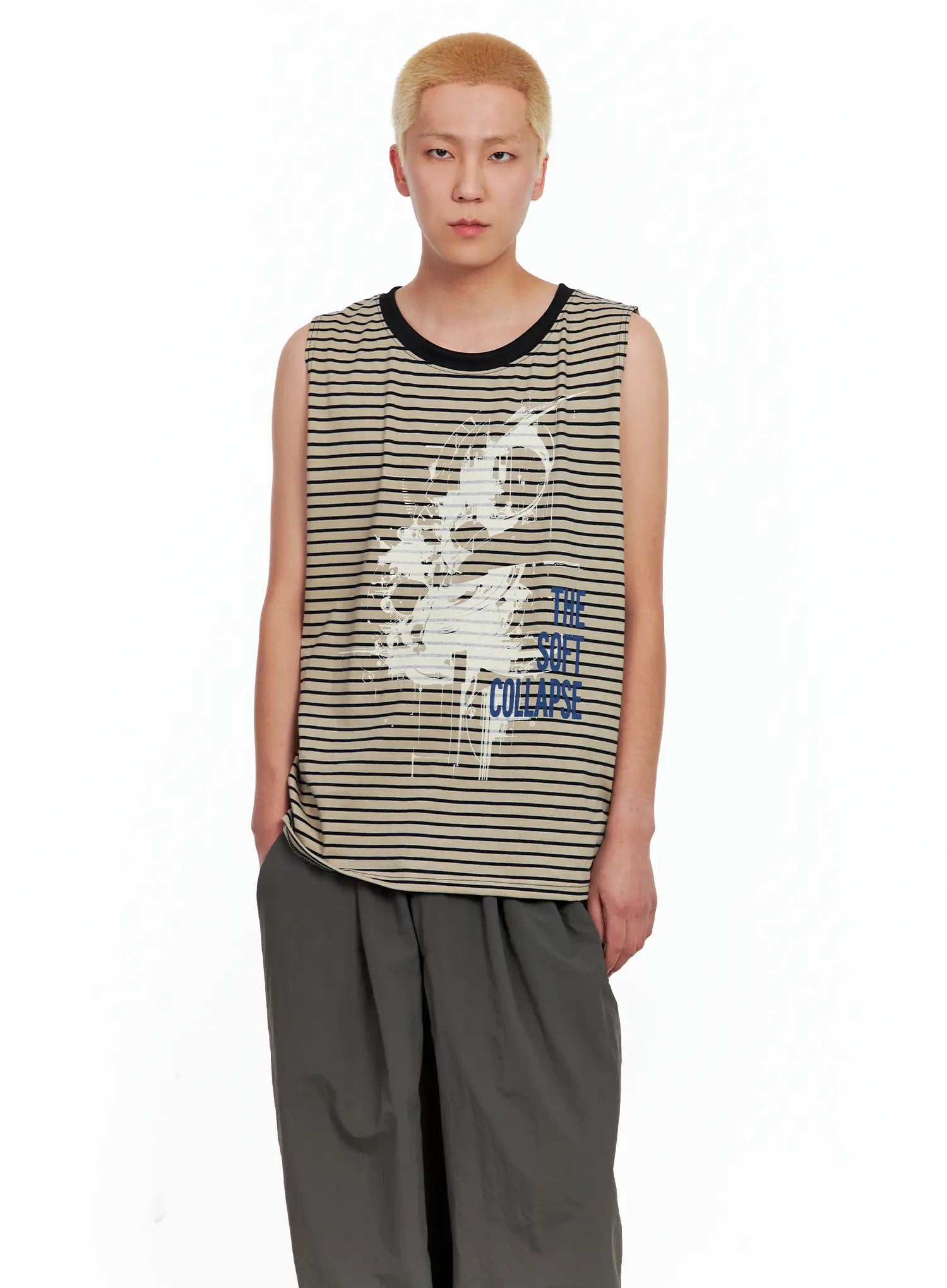 Men's Striped Sleeveless Tee IL511