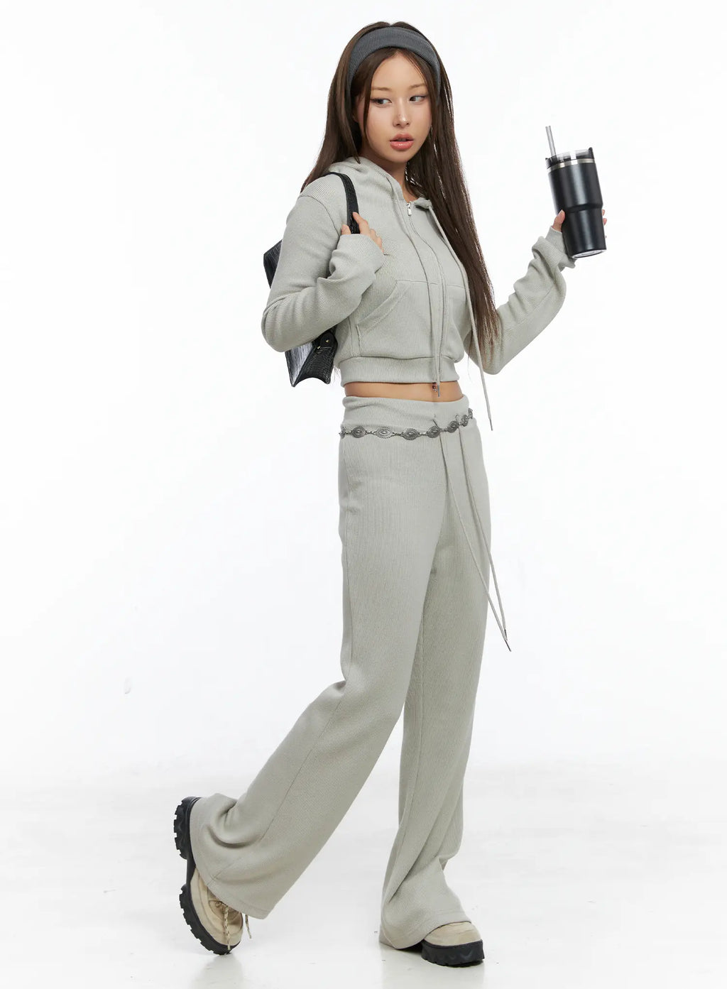 Casual Ribbed Crop Hoodie CS504