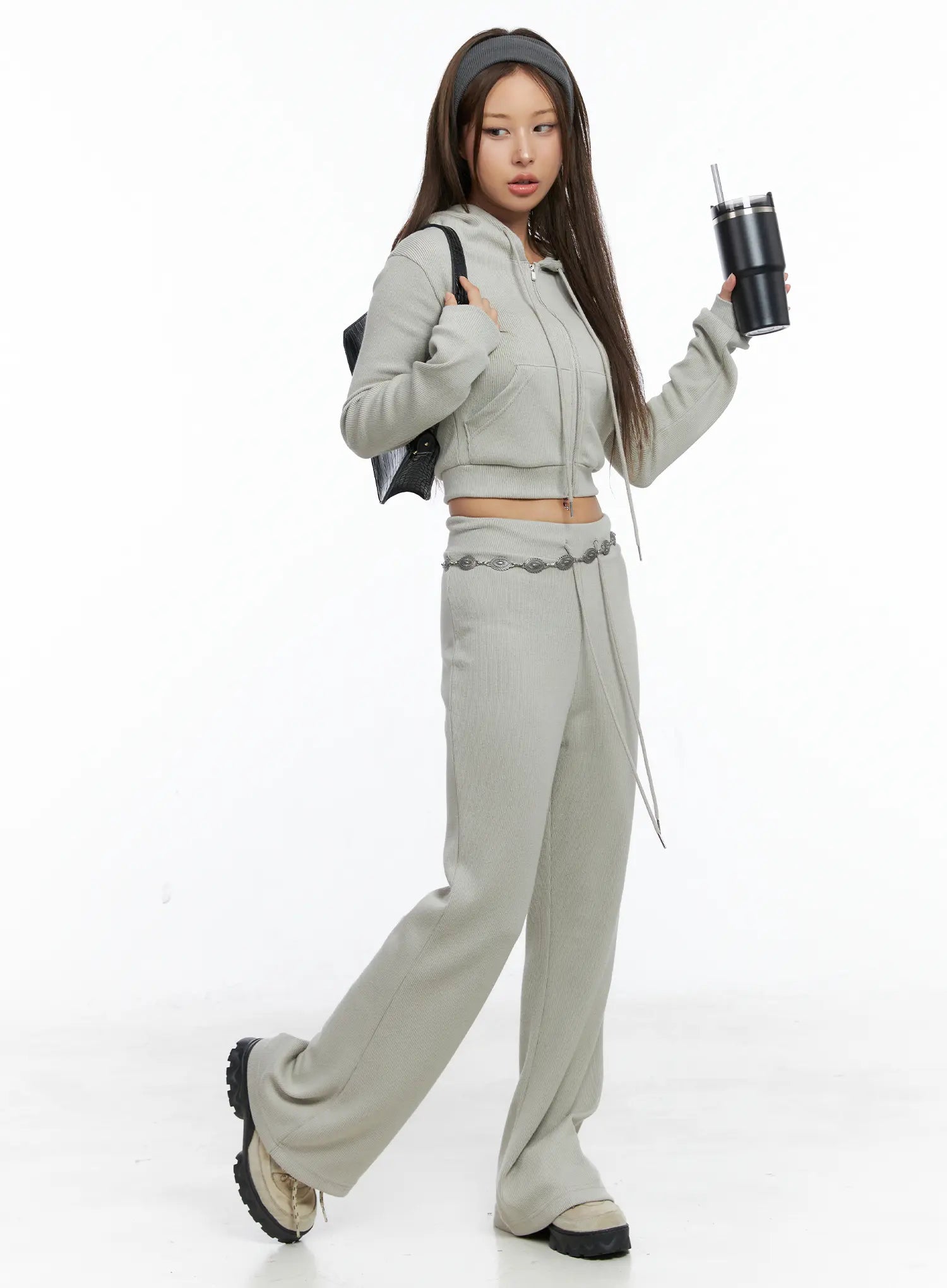 Casual Ribbed Crop Hoodie CS504