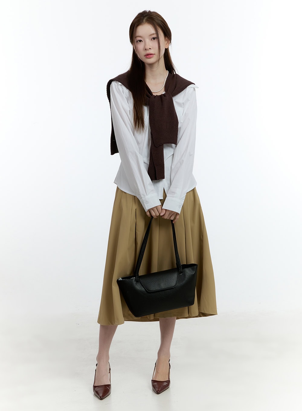 Flared Pintuck Midi Skirt CF503