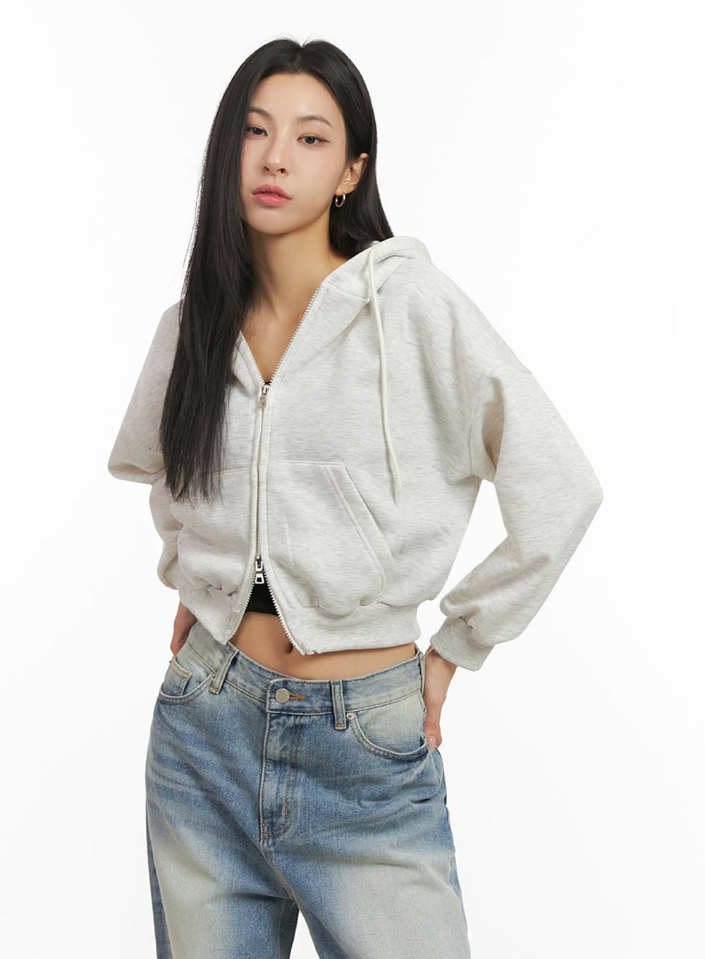 Oversized Zip-Up Hoodie IJ503