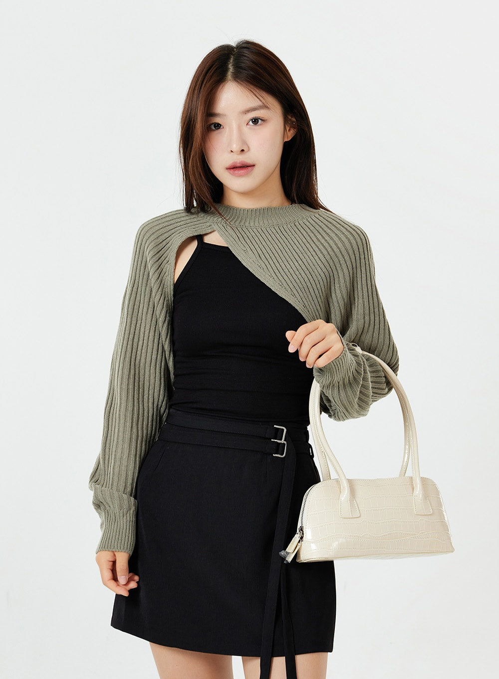 Double Belt Strap Mini Skirt OS05