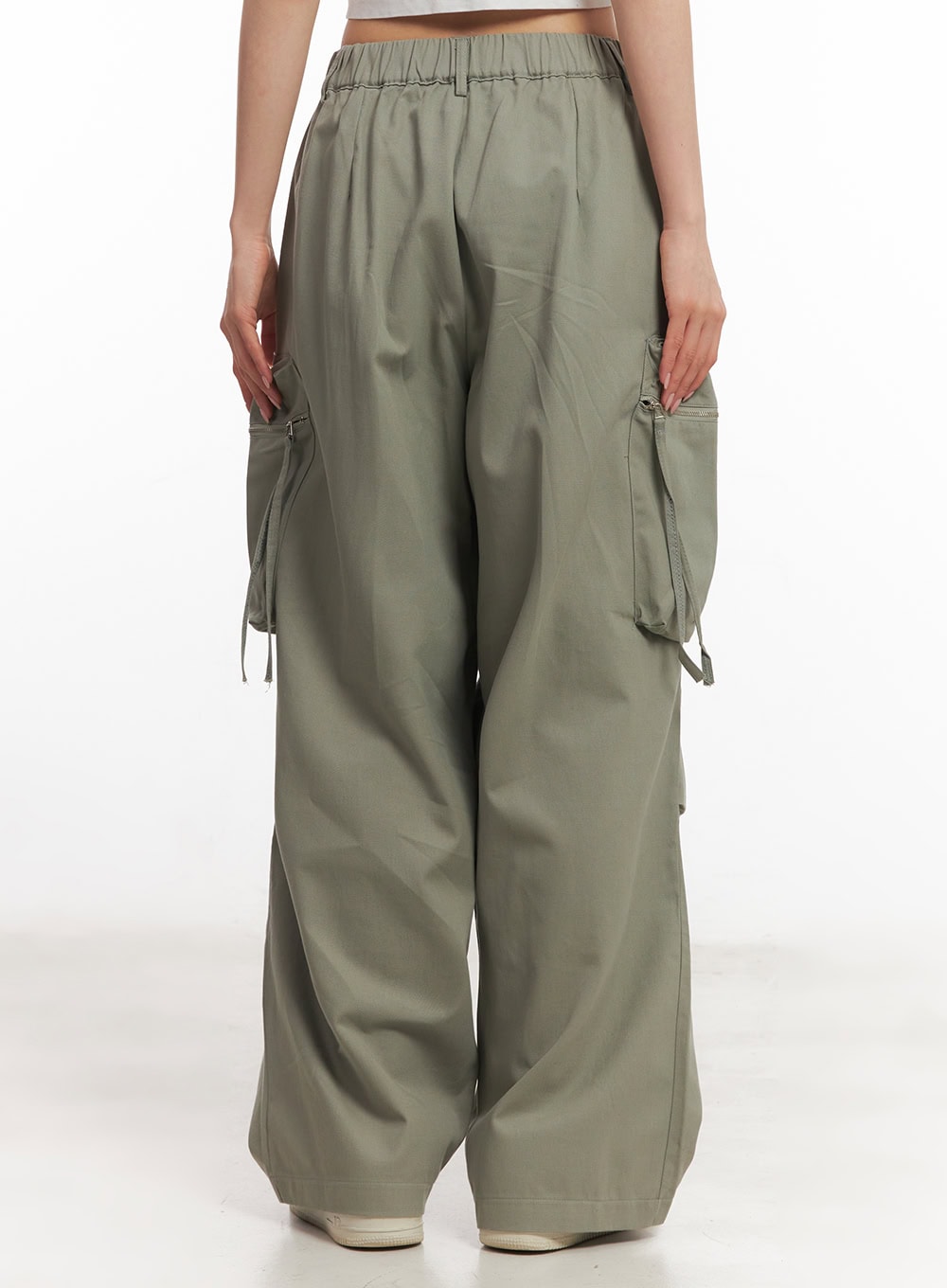 Pintuck Cotton Cargo Baggy Pants CA504