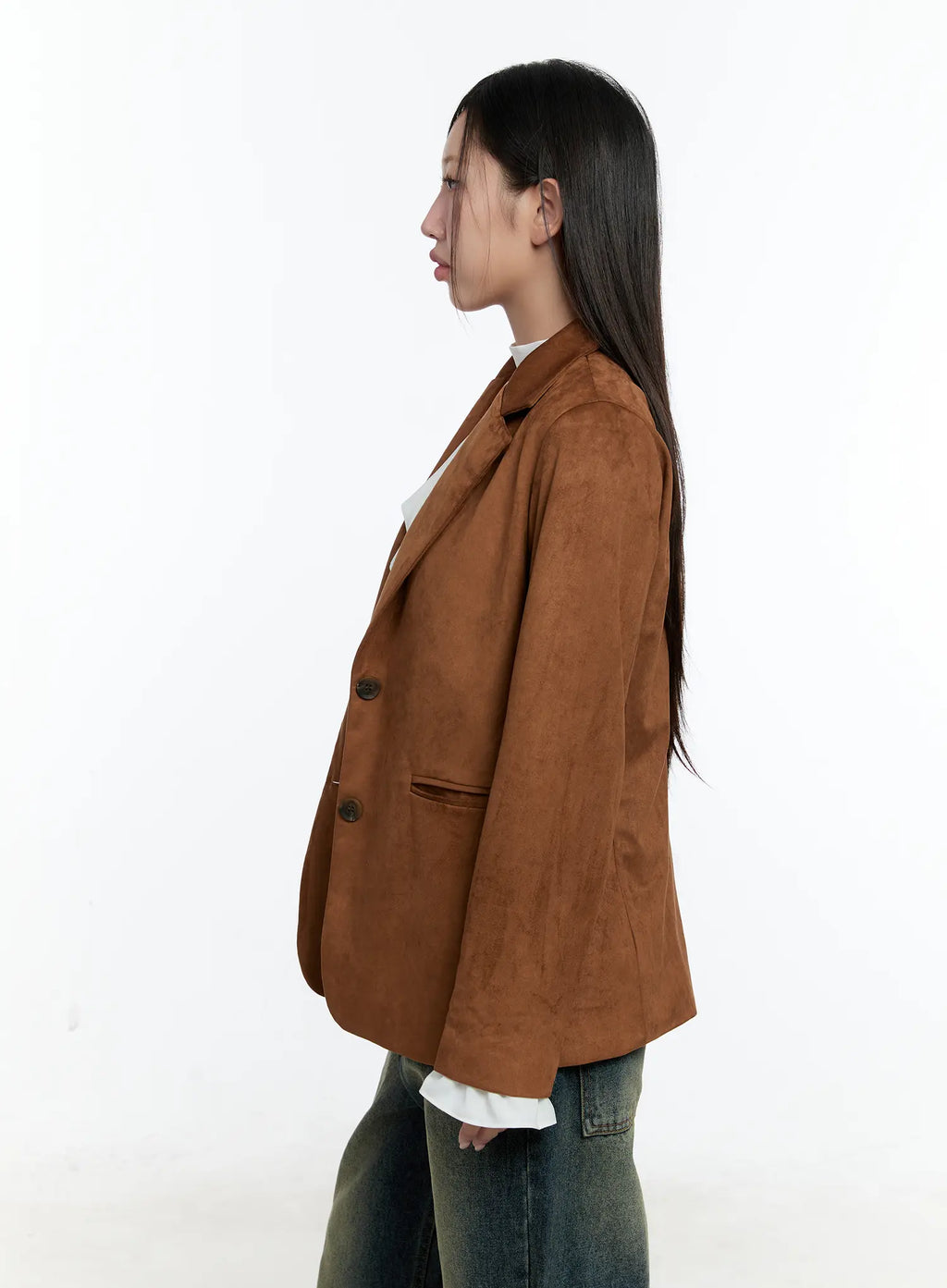 Loose-Fit Suede Blazer CS518