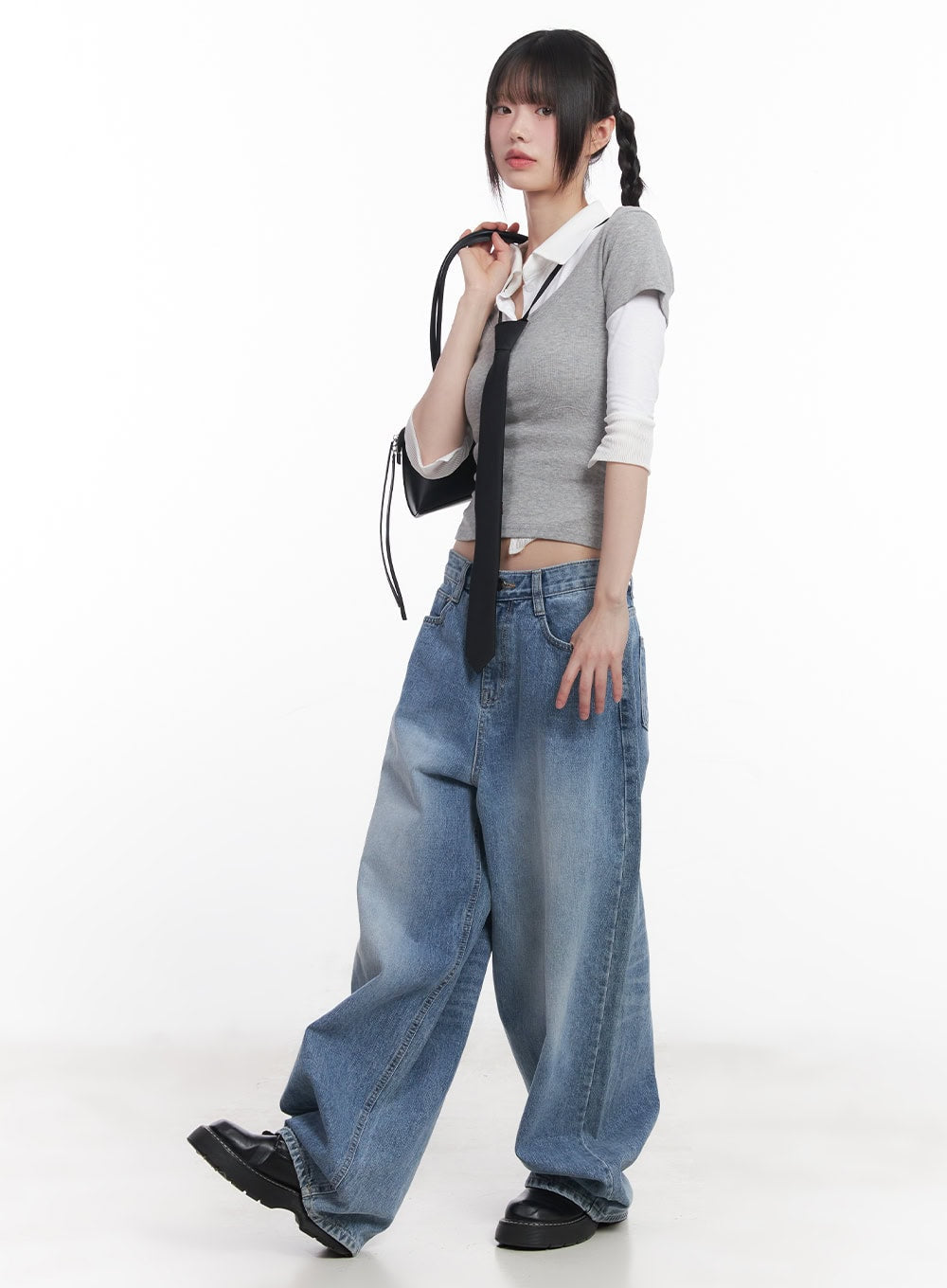 Collared Layered Crop Top CU505