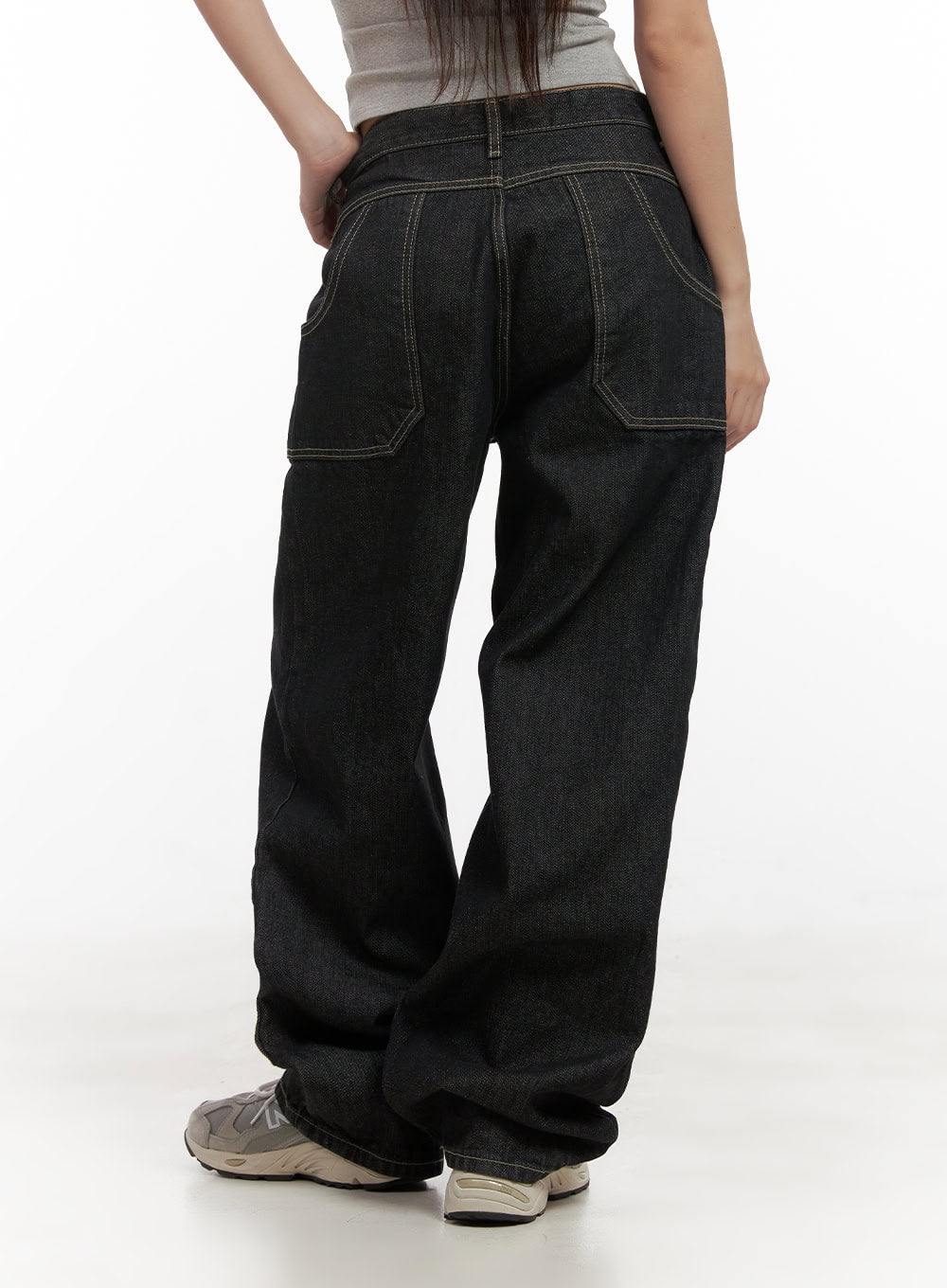 Nicole Stitched Carpenter Wide-Leg Jeans CD411