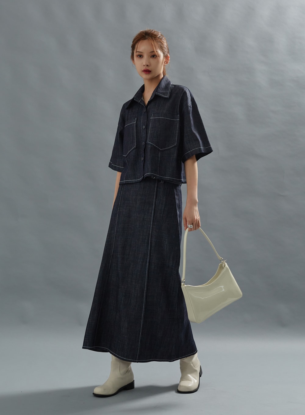 Stich Crop Short Sleeve Shirt CG01