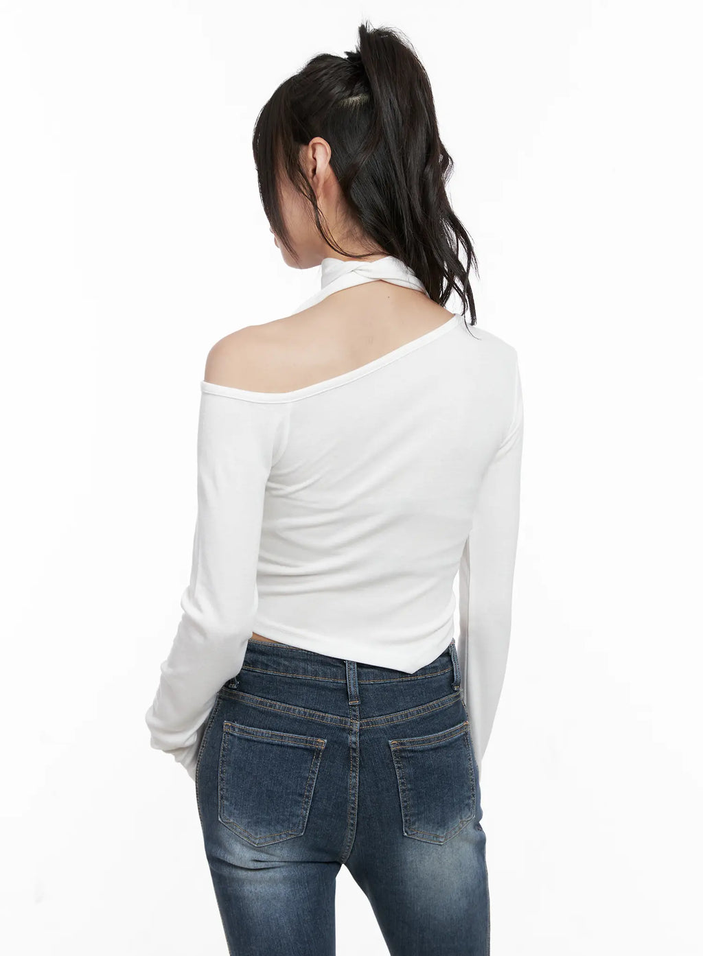 Off Shoulder Scarf Long Sleeve Top CG519