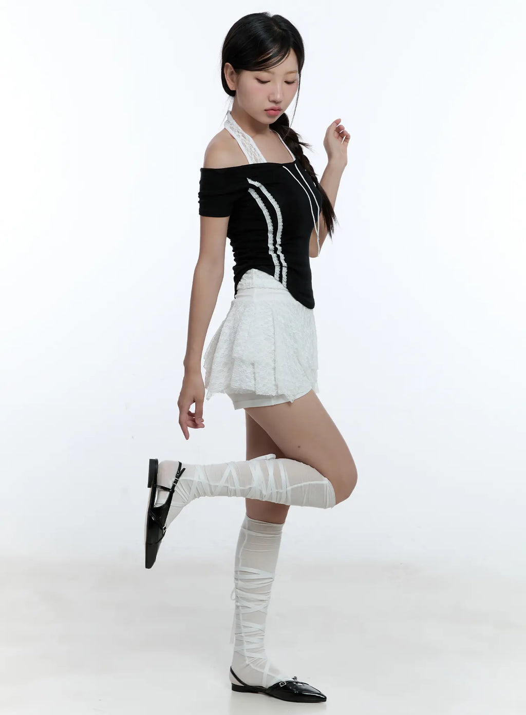 Ribbon Strap Knee-Length Socks CU527