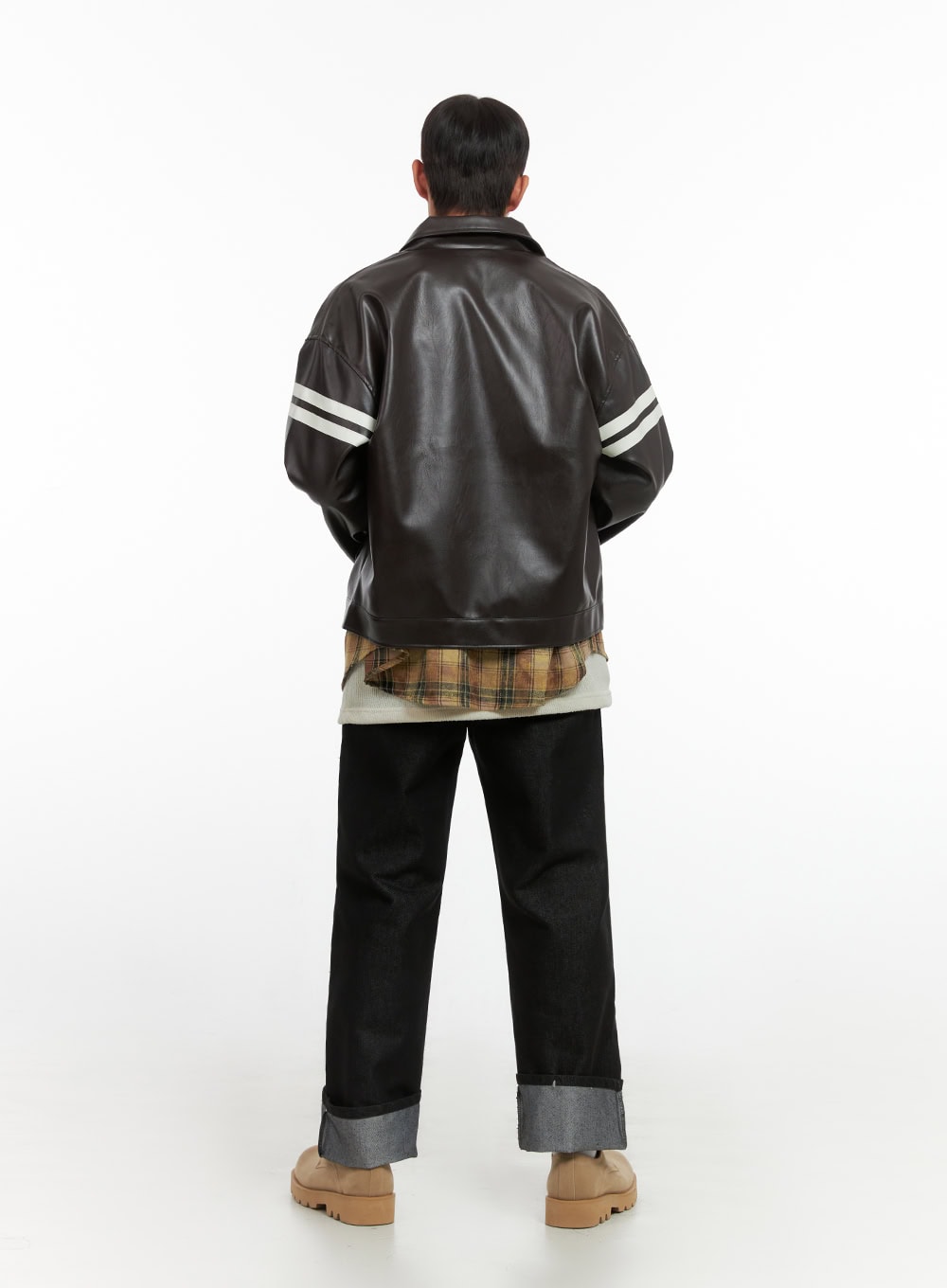 Men's Patched Zip-Up Rider Jacket IO420