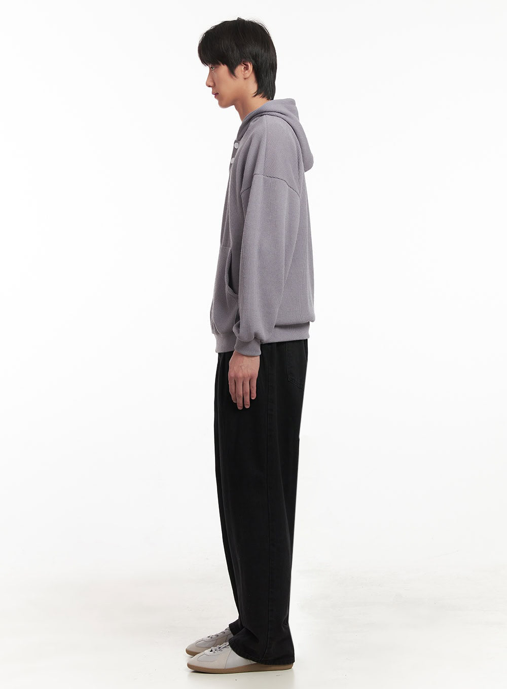 Men's Ribbed Buttoned Hoodie IA511