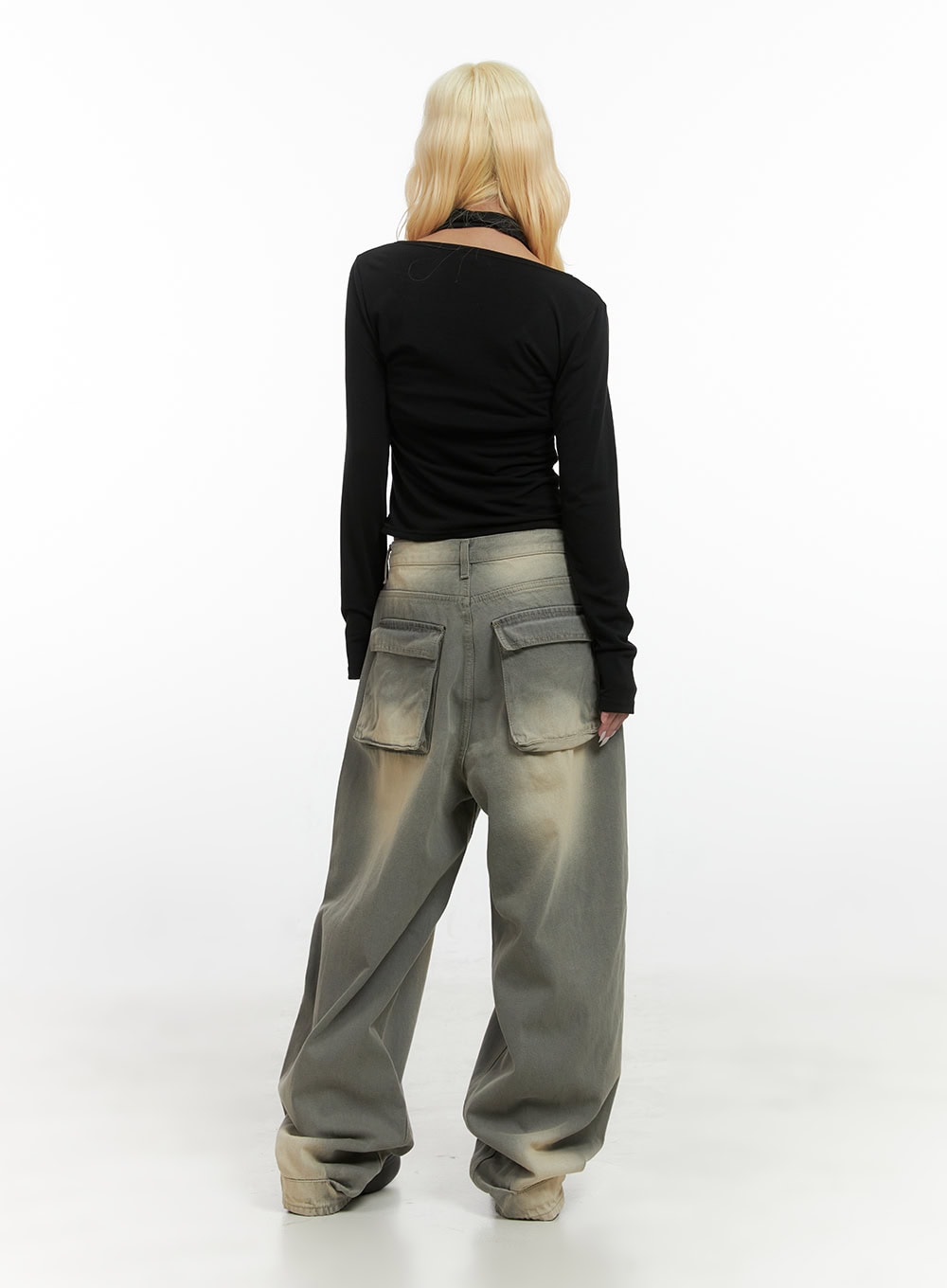 Edie Wide-Leg Denim Pocket Jeans CS425