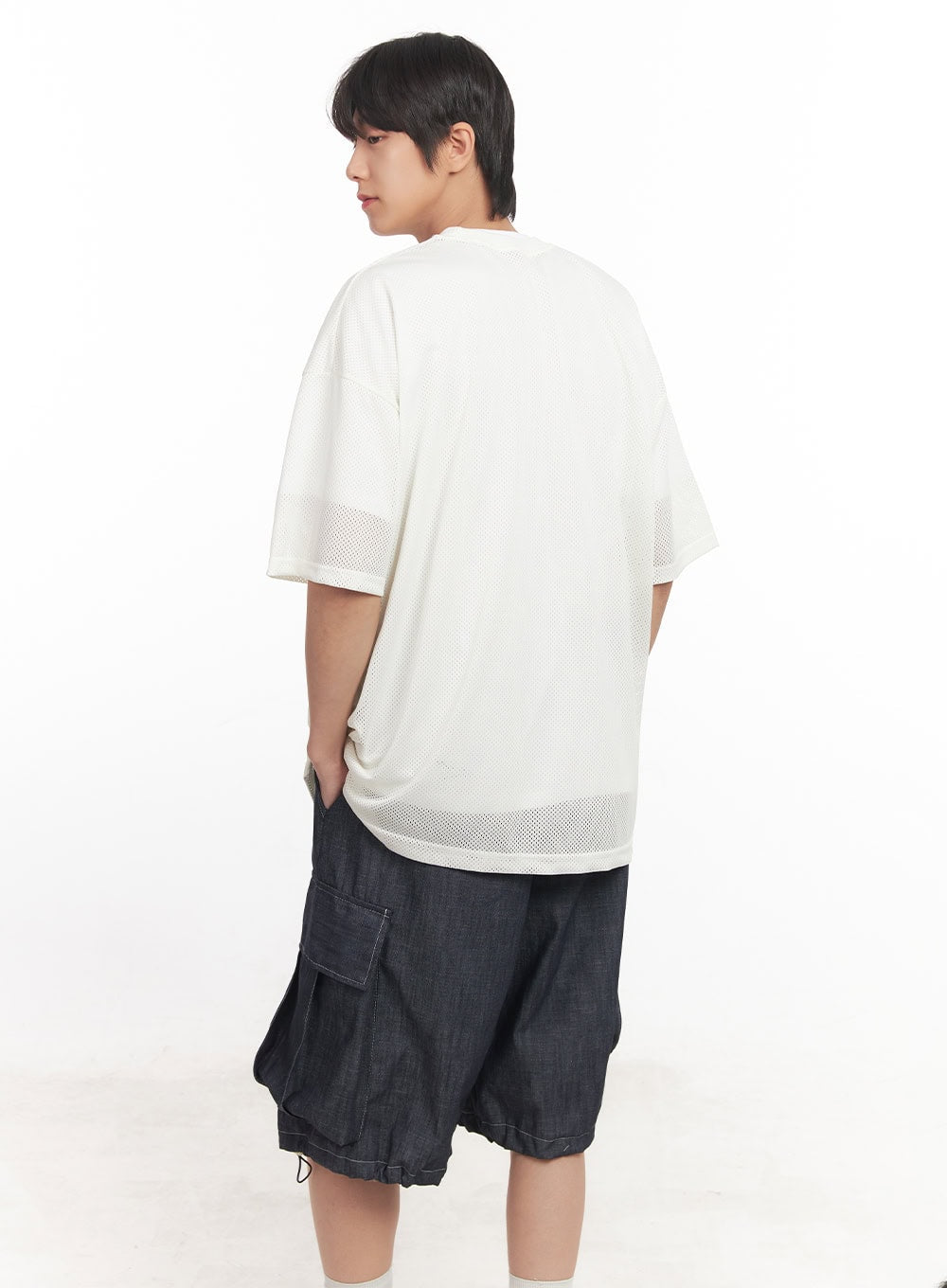 Men's Oversized Graphic Mesh T-Shirt IA510